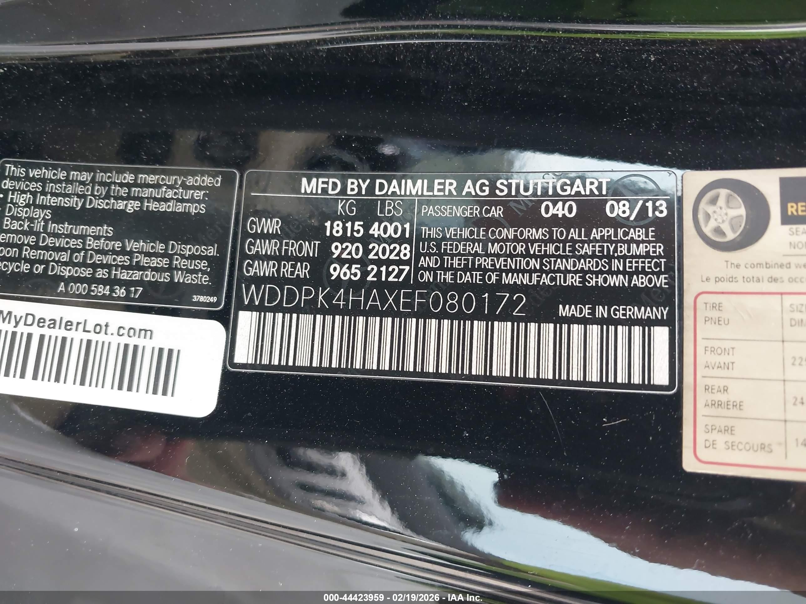 2014 Mercedes-benz Slk 250   Черный vin: WDDPK4HAXEF080172