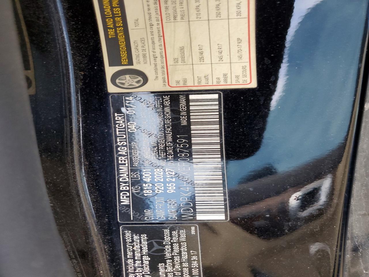 2014 Mercedes-benz Slk 250 Black vin: WDDPK4HAXEF087591
