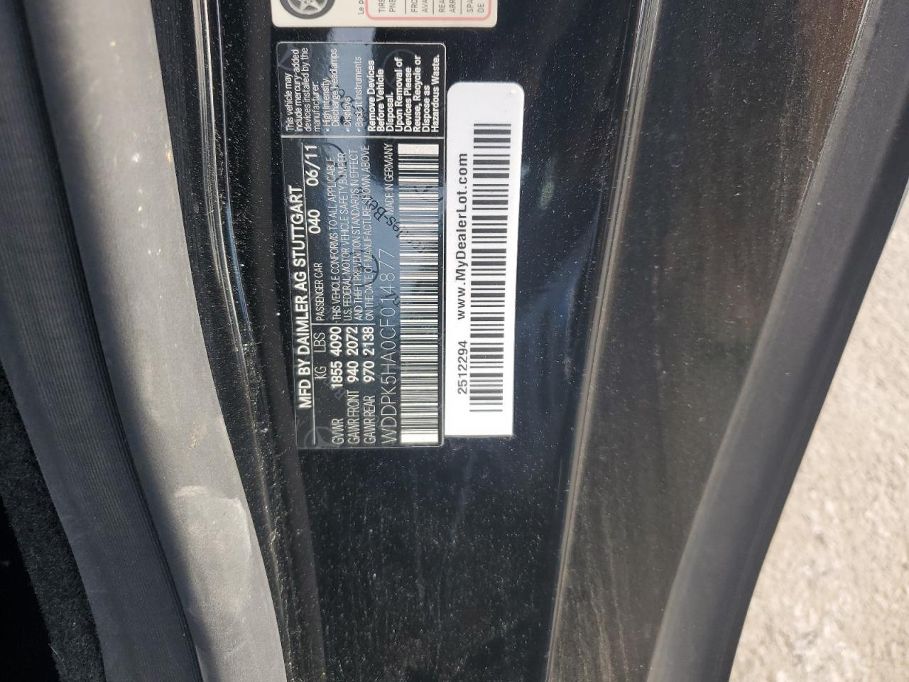 2012 Mercedes-benz Slk 350 Black vin: WDDPK5HA0CF014877