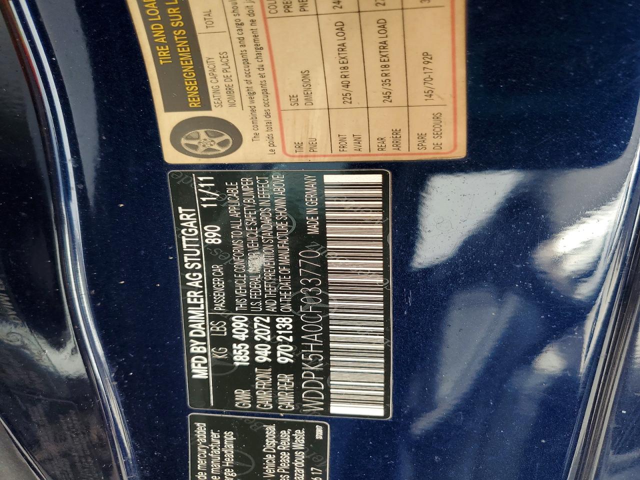 2012 Mercedes-benz Slk 350 Blue vin: WDDPK5HA0CF033770