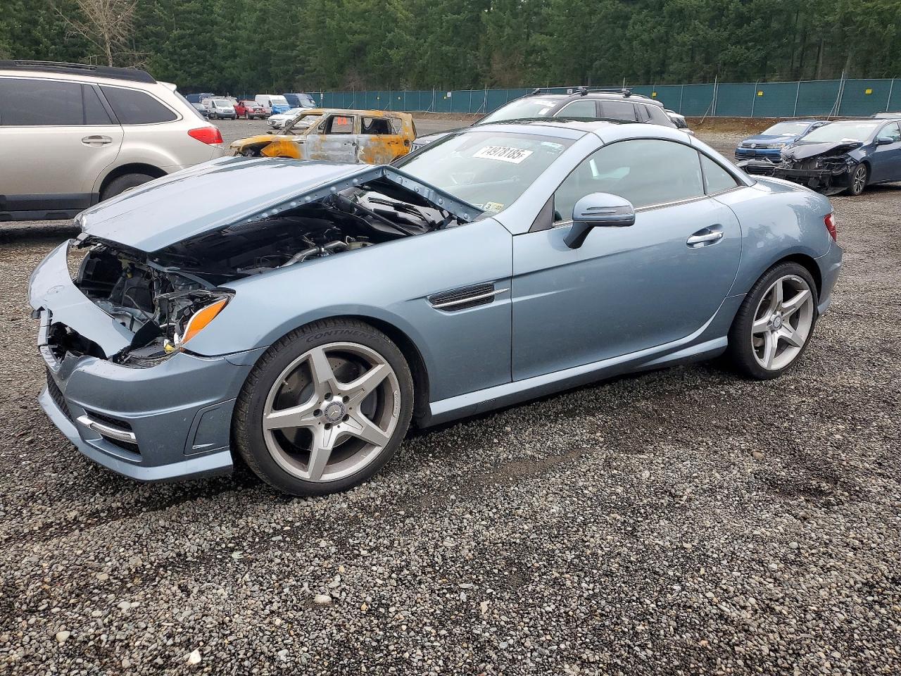 2012 Mercedes-benz Slk 350 Blue vin: WDDPK5HA1CF040534