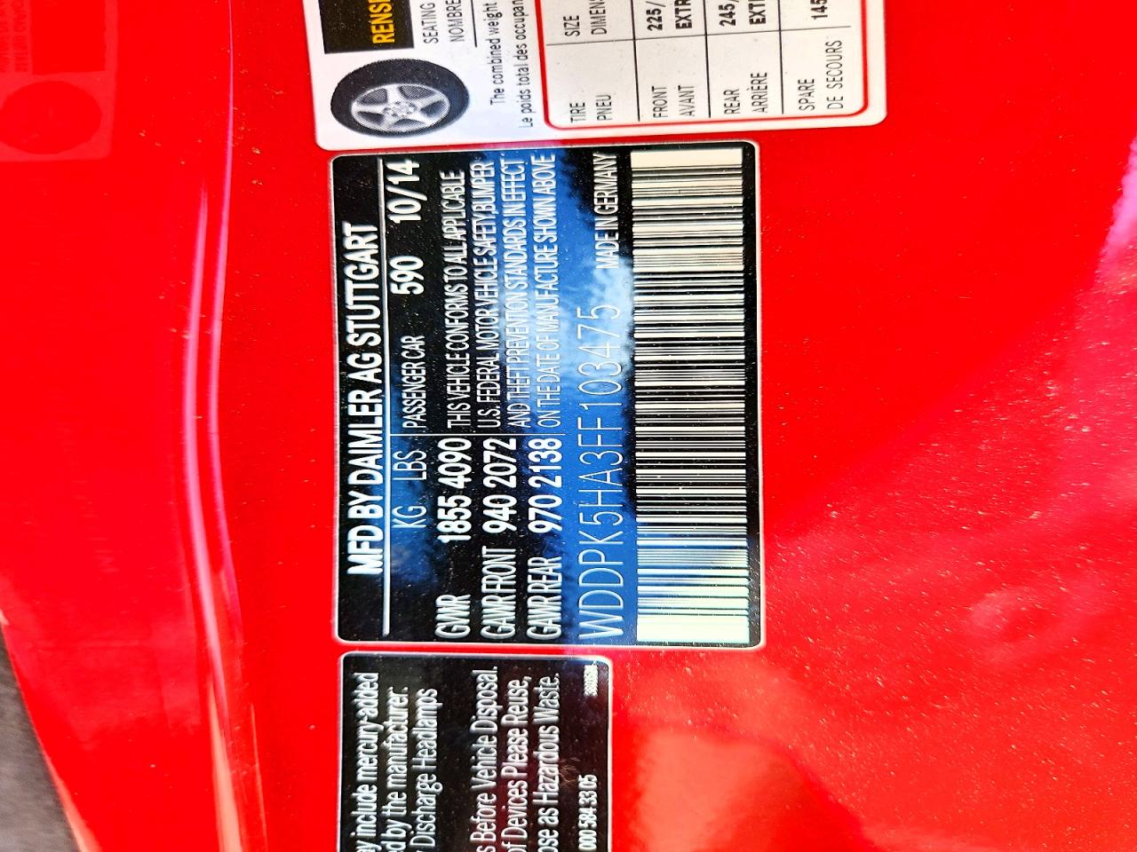 2015 Mercedes-benz Slk 350 Red vin: WDDPK5HA3FF103475