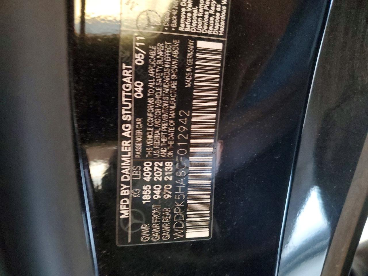 2012 Mercedes-benz Slk 350 Black vin: WDDPK5HA8CF012942