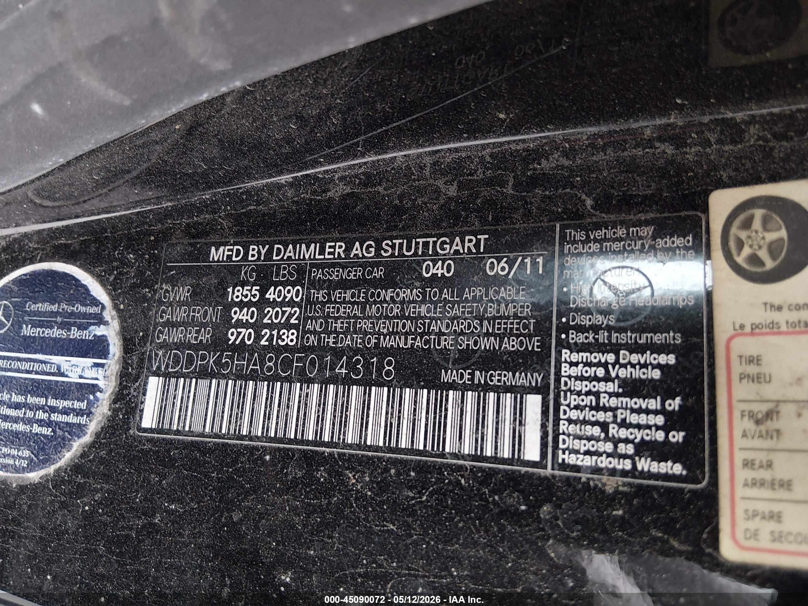 2012 Mercedes-benz Slk 350   Black vin: WDDPK5HA8CF014318