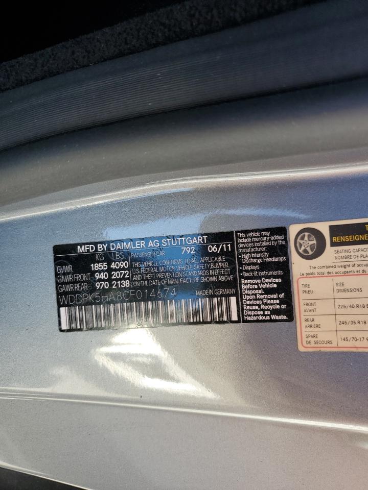 2012 Mercedes-benz Slk 350 Silver vin: WDDPK5HA8CF014674