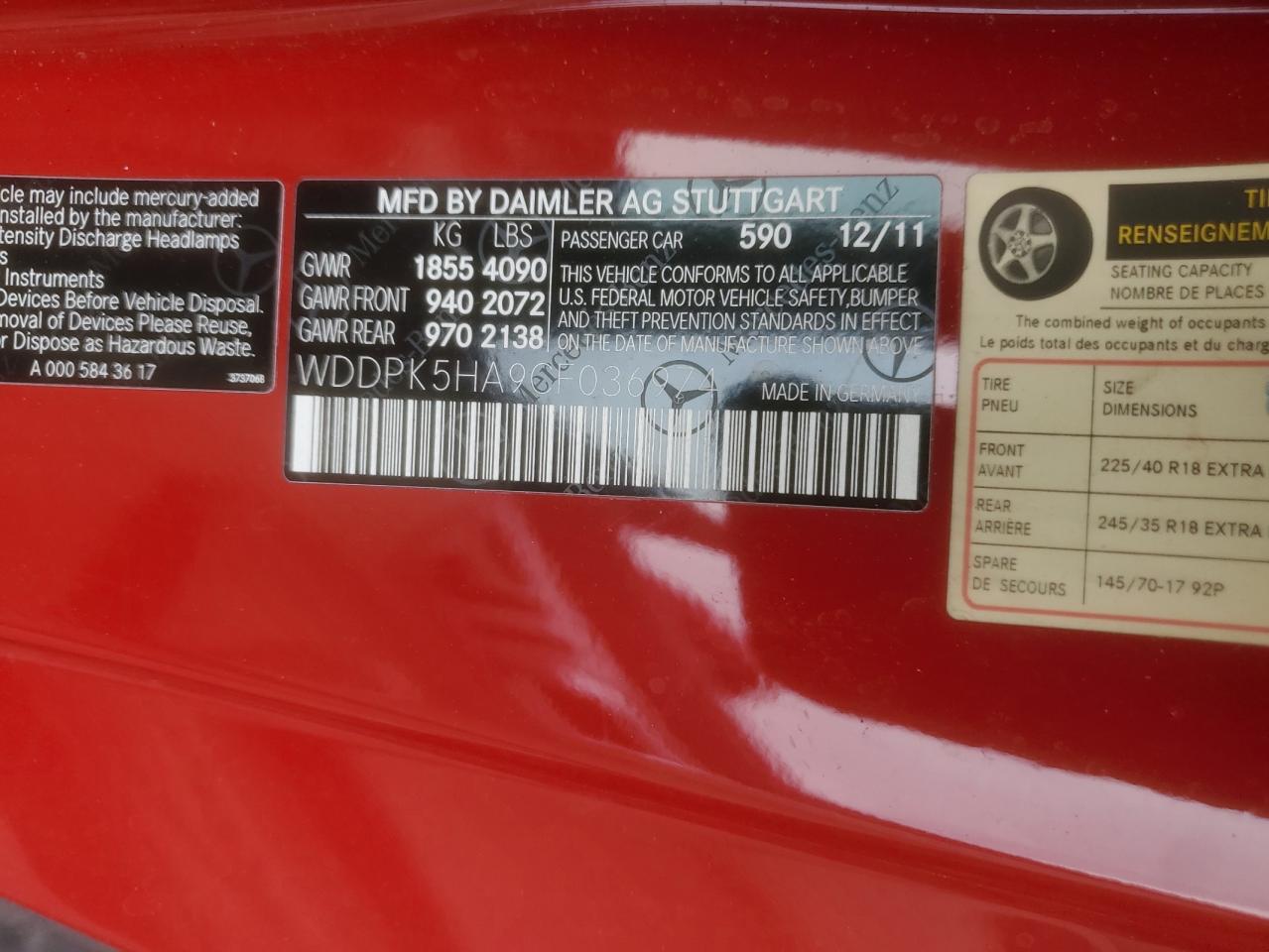2012 Mercedes-benz Slk 350 Red vin: WDDPK5HA9CF036974