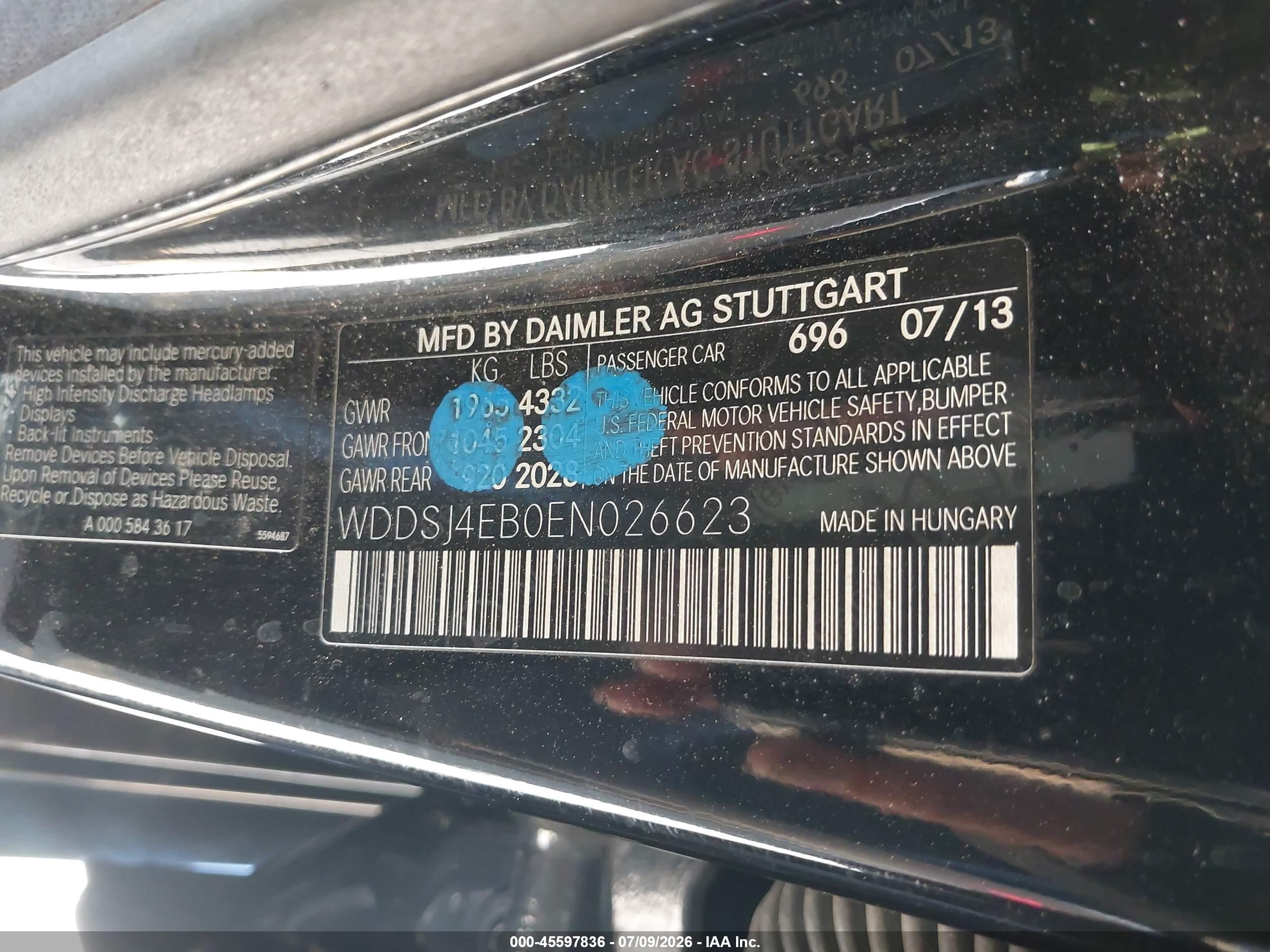 2014 Mercedes-benz Cla 250 Black vin: WDDSJ4EB0EN026623