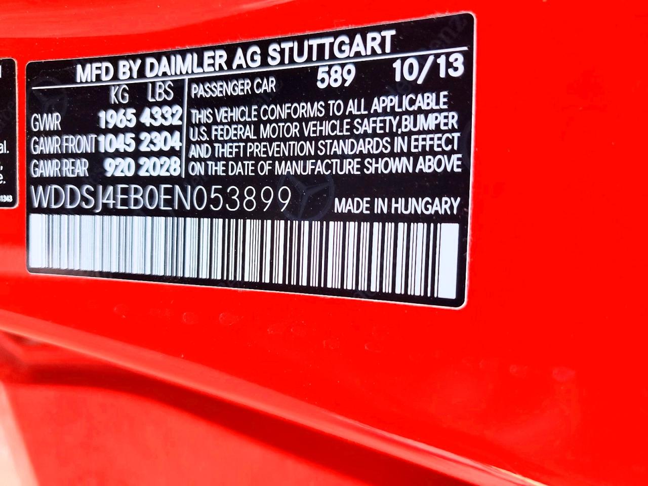 2014 Mercedes-benz Cla 250 Red vin: WDDSJ4EB0EN053899