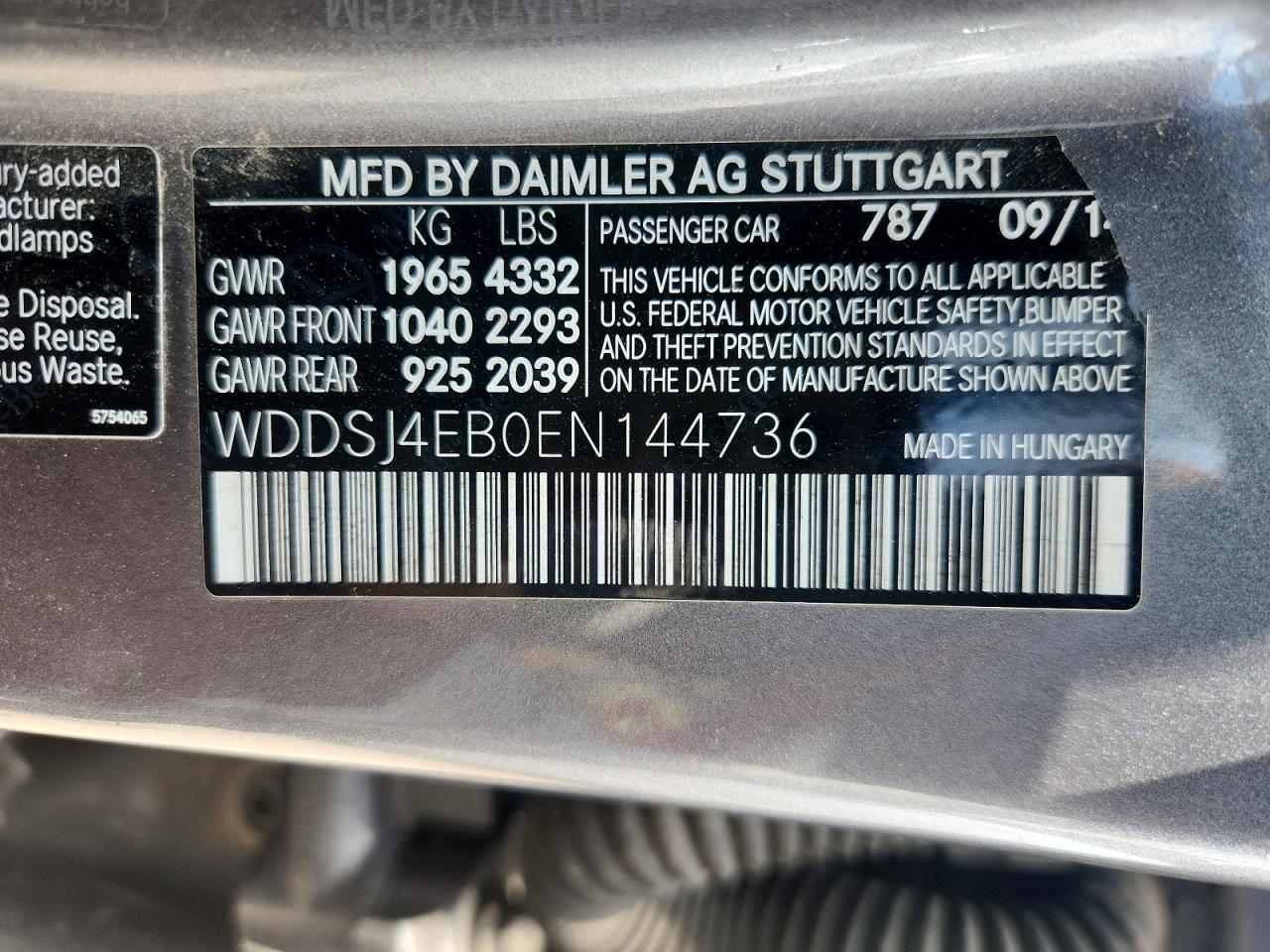 2014 Mercedes-benz Cla 250 Gray vin: WDDSJ4EB0EN144736