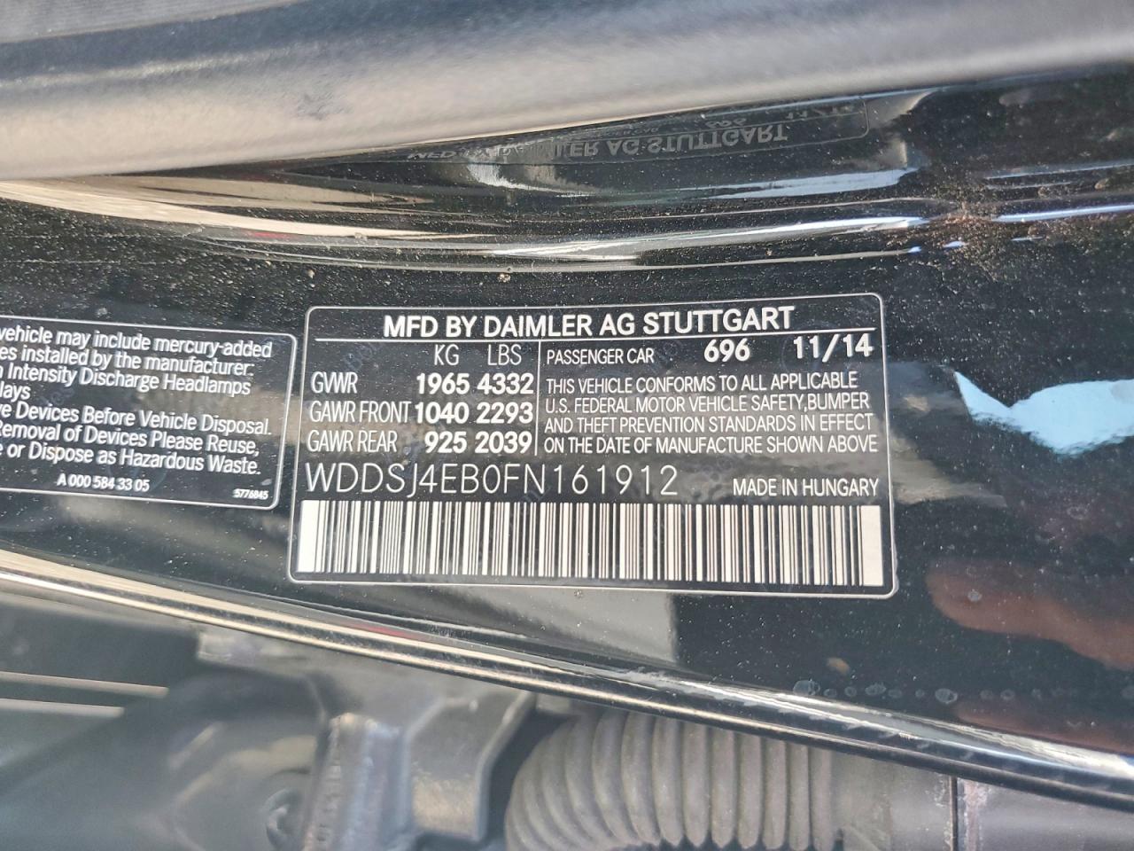 2015 Mercedes-benz Cla 250 Black vin: WDDSJ4EB0FN161912