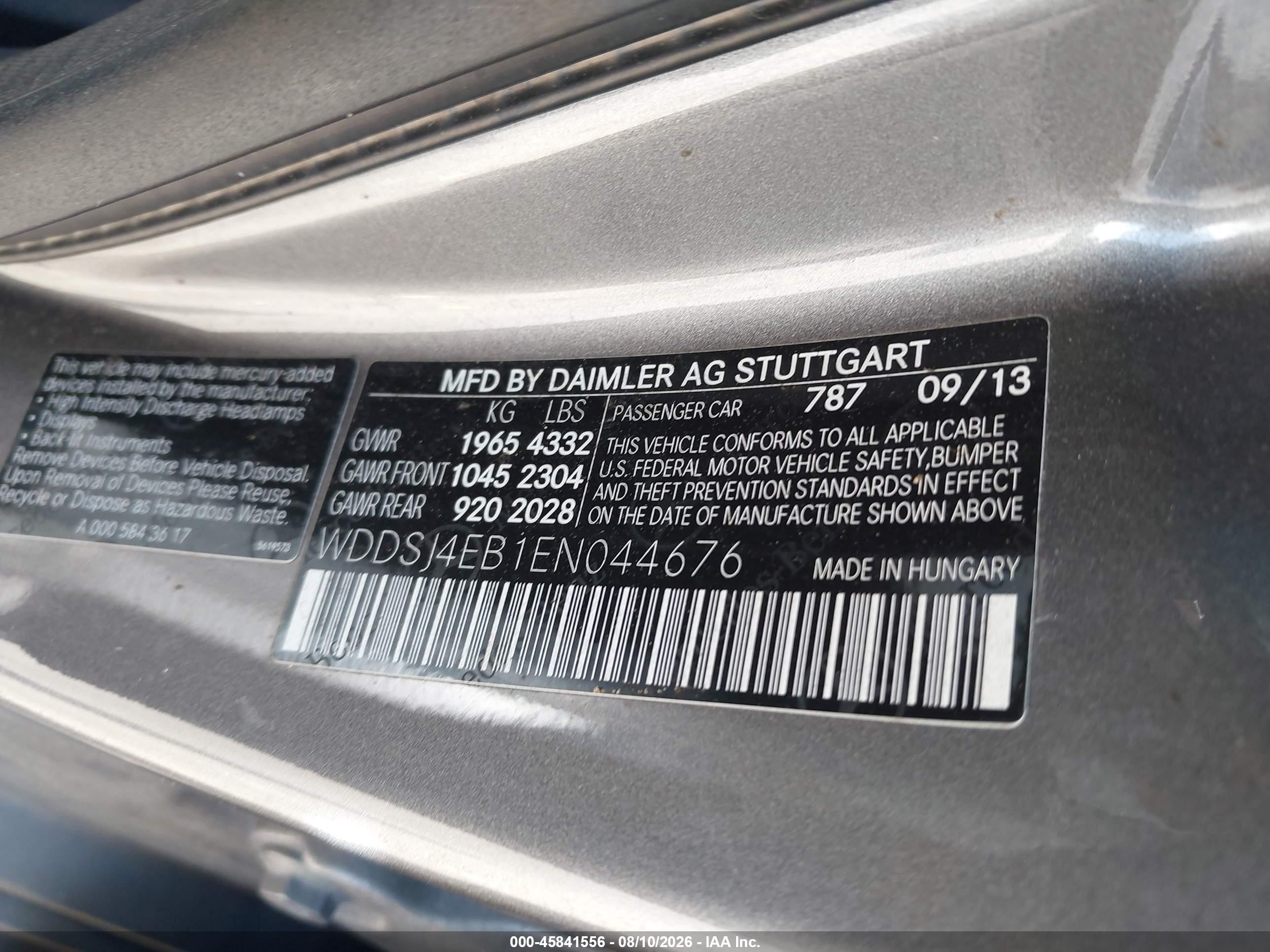 2014 Mercedes-benz Cla 250 Серебряный vin: WDDSJ4EB1EN044676
