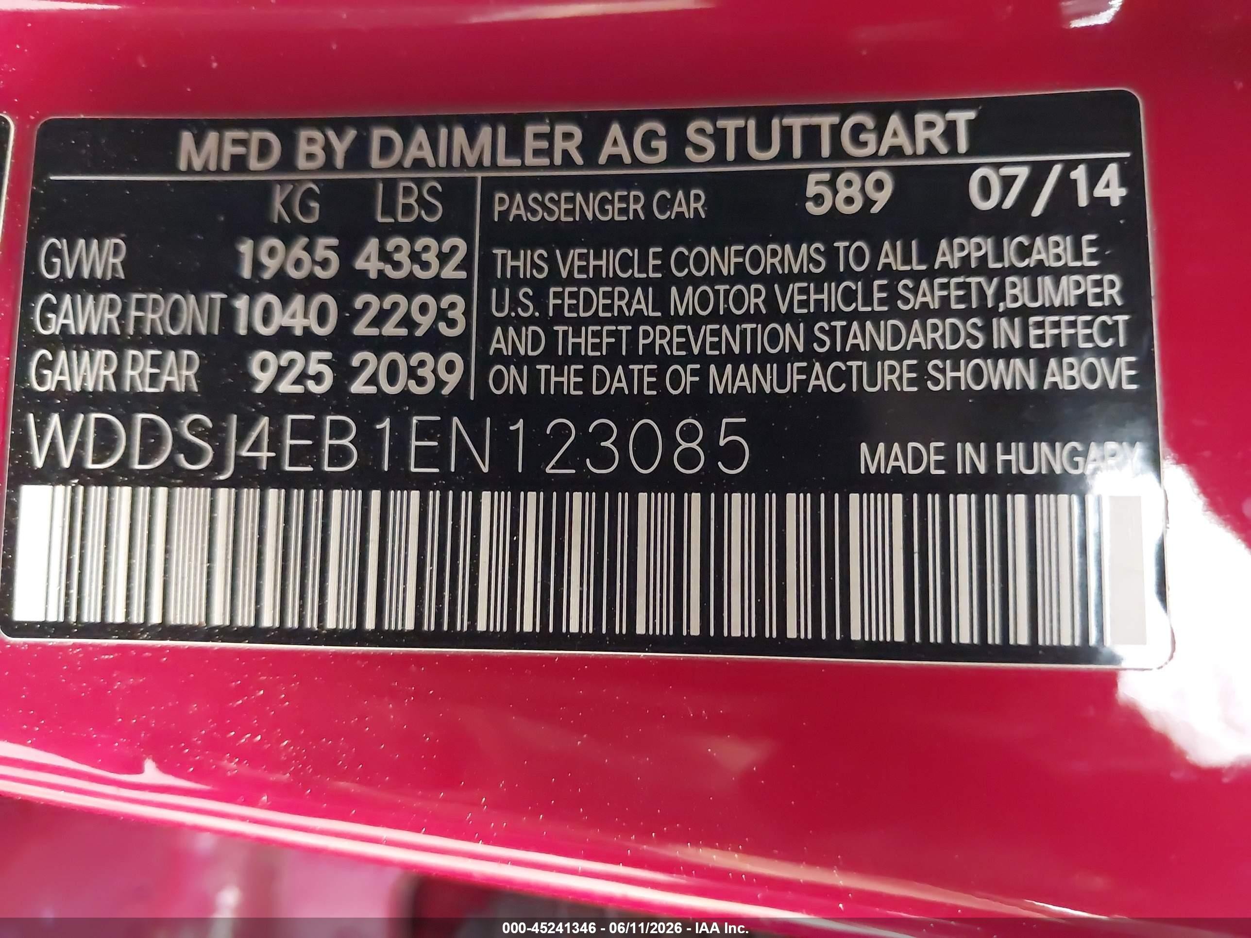 2014 Mercedes-benz Cla 250   Red vin: WDDSJ4EB1EN123085