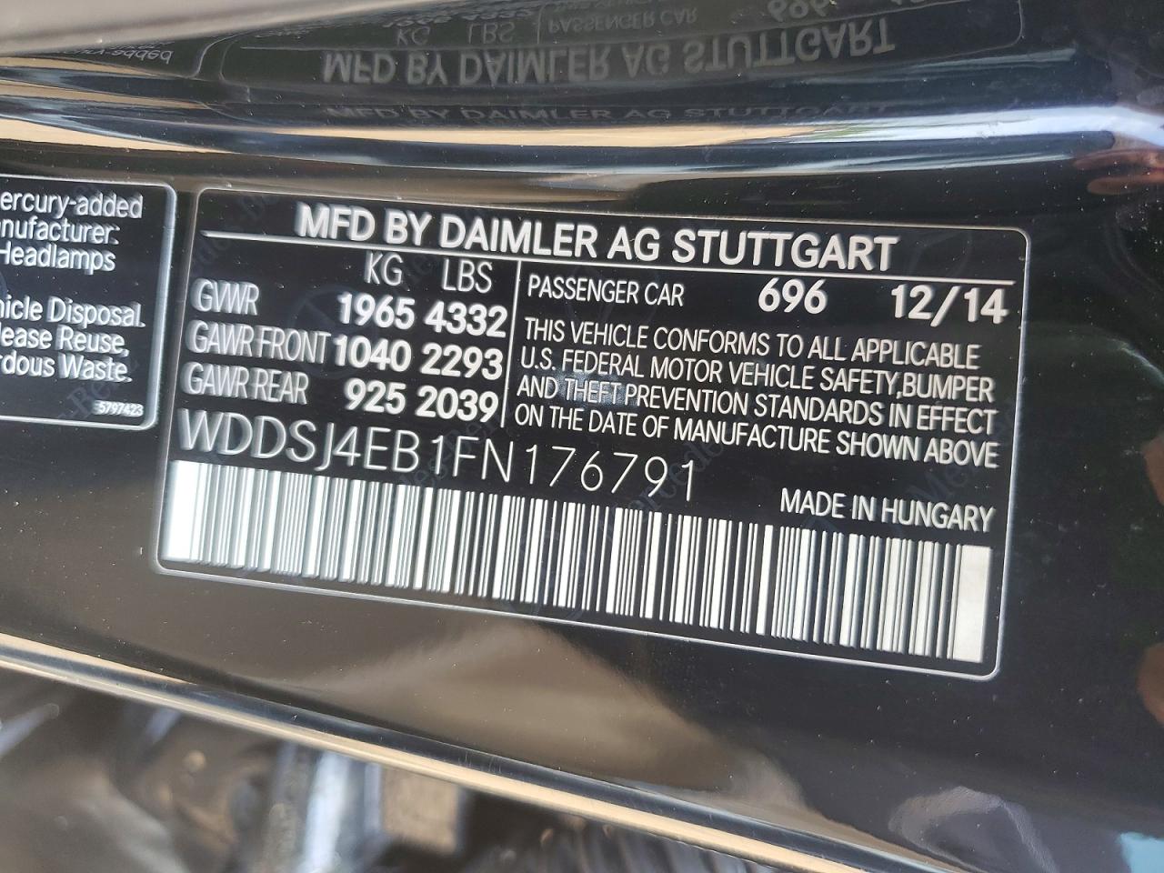 2015 Mercedes-benz Cla 250 Black vin: WDDSJ4EB1FN176791