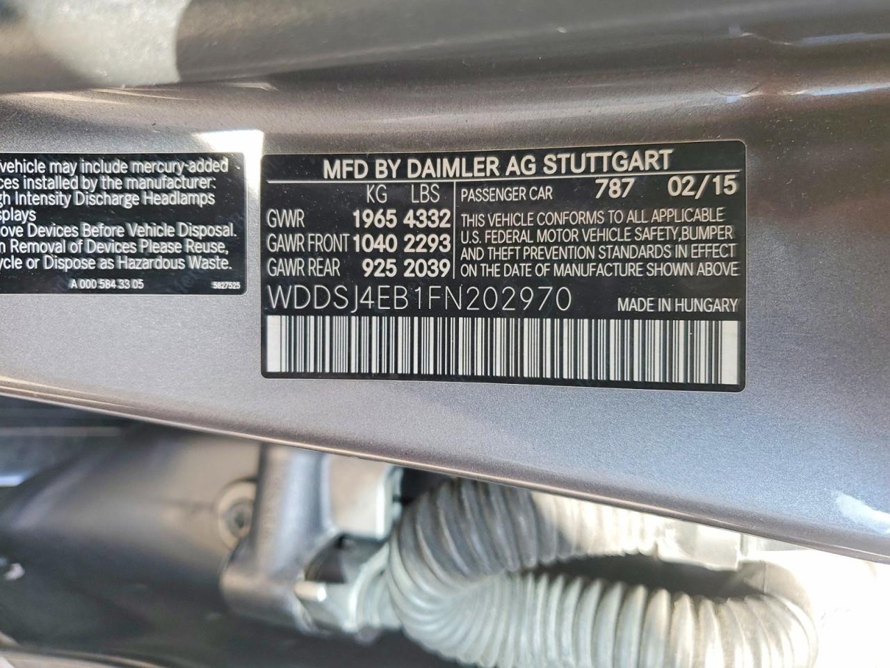 2015 Mercedes-benz Cla 250 Gray vin: WDDSJ4EB1FN202970
