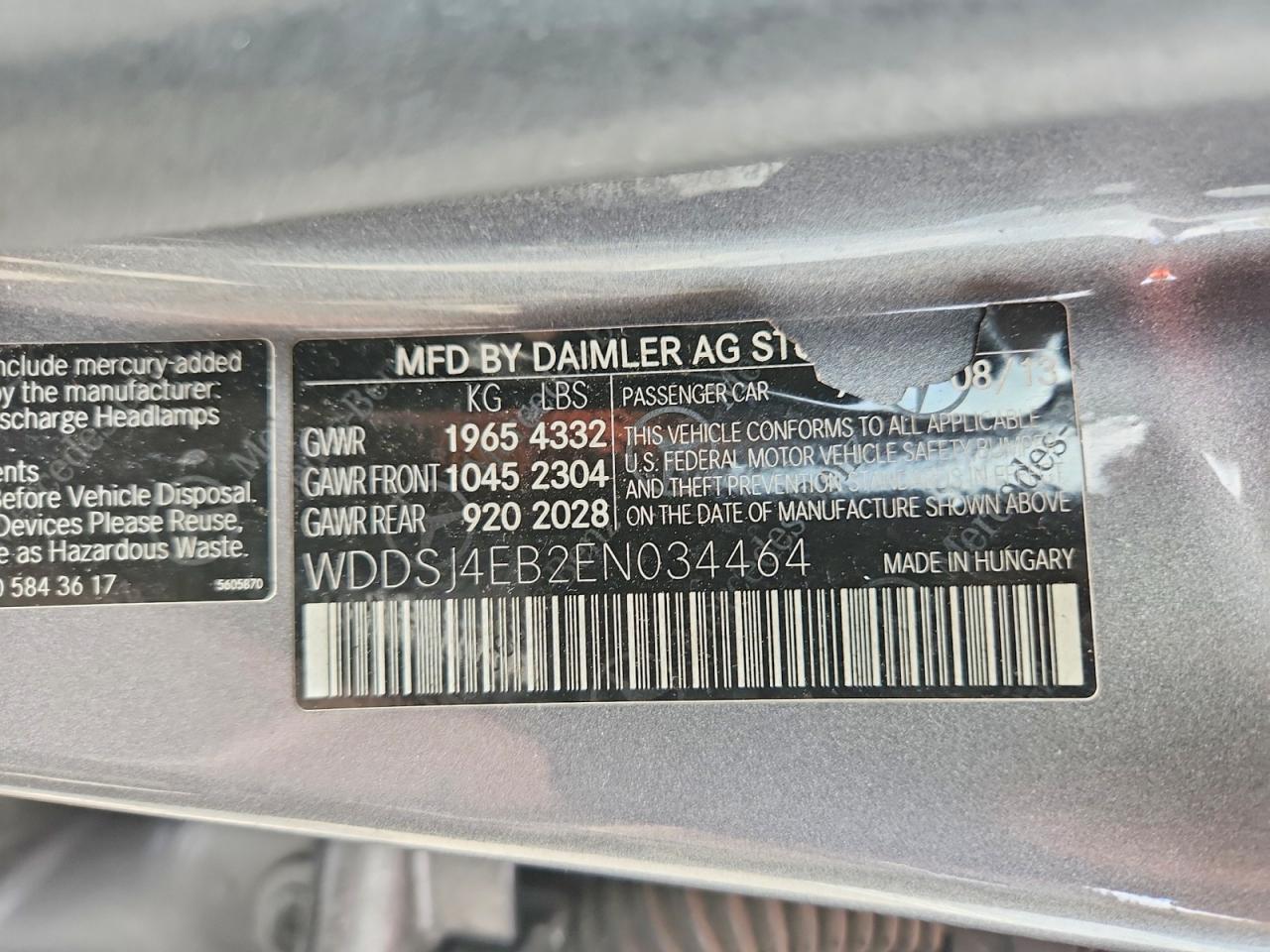 2014 Mercedes-benz Cla 250 Gray vin: WDDSJ4EB2EN034464