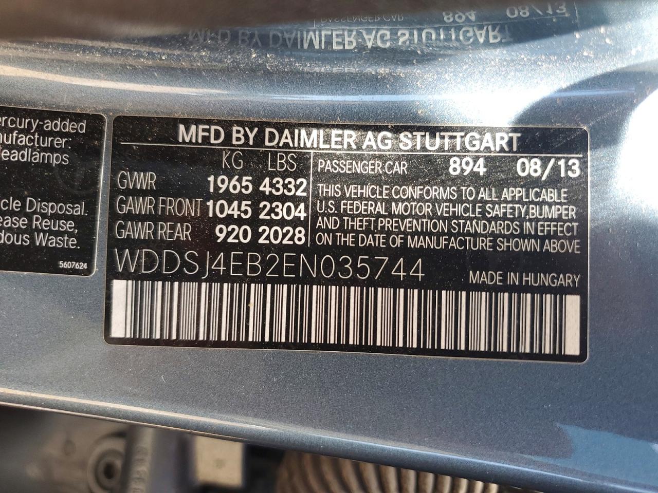 2014 Mercedes-benz Cla 250 Blue vin: WDDSJ4EB2EN035744