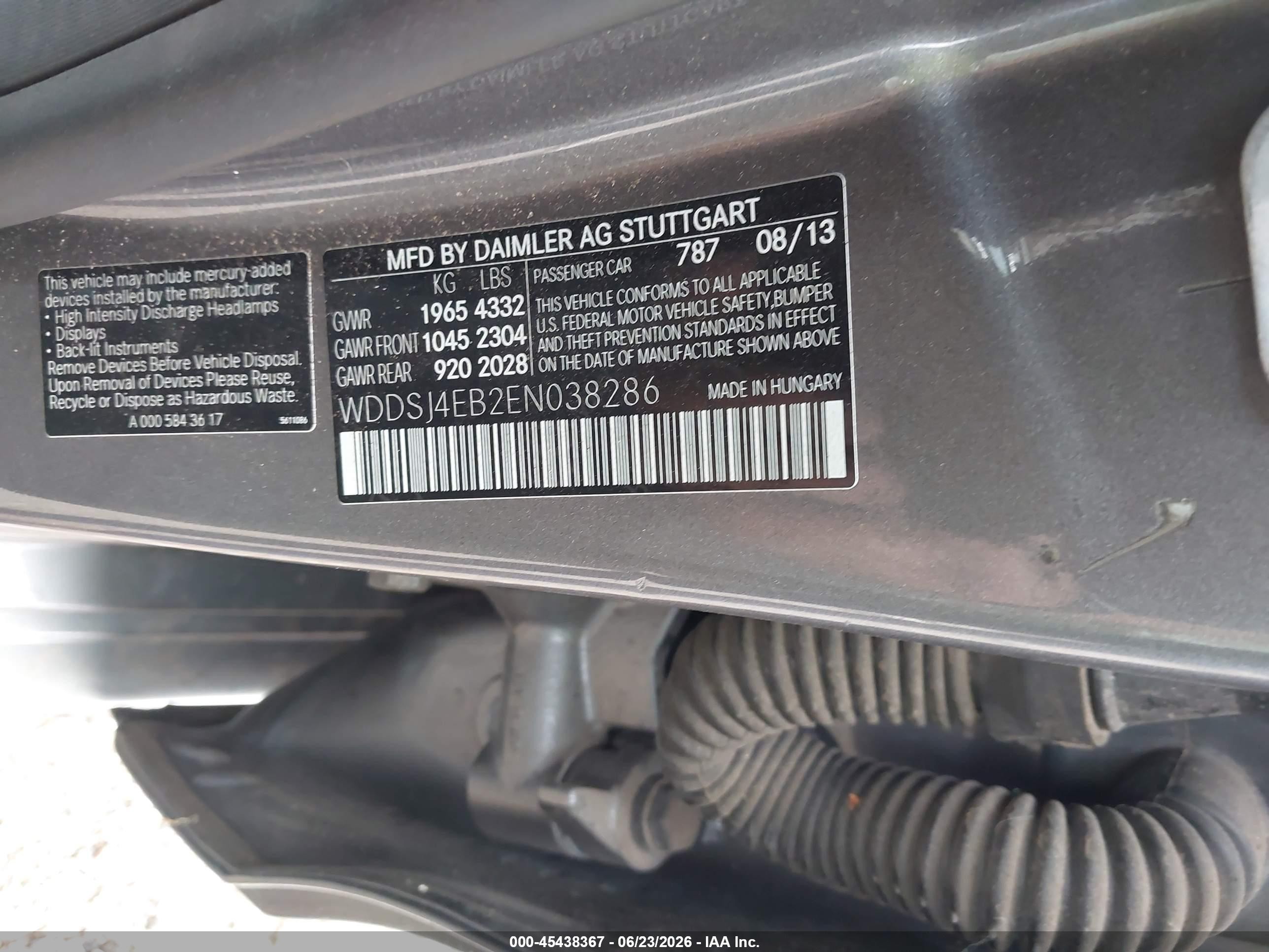2014 Mercedes-benz Cla 250   Gray vin: WDDSJ4EB2EN038286
