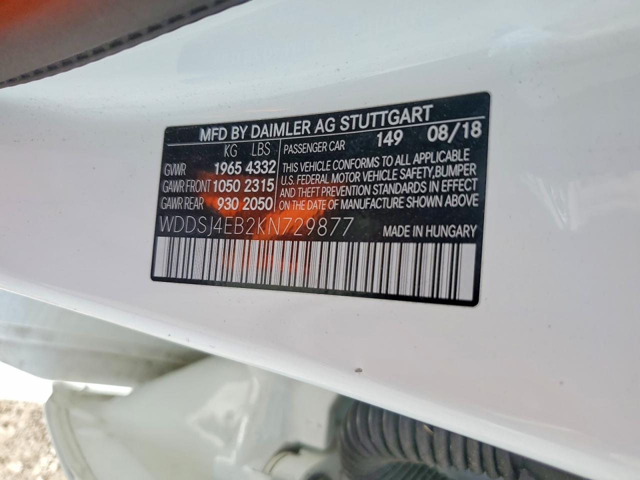 2019 Mercedes-benz Cla 250 White vin: WDDSJ4EB2KN729877