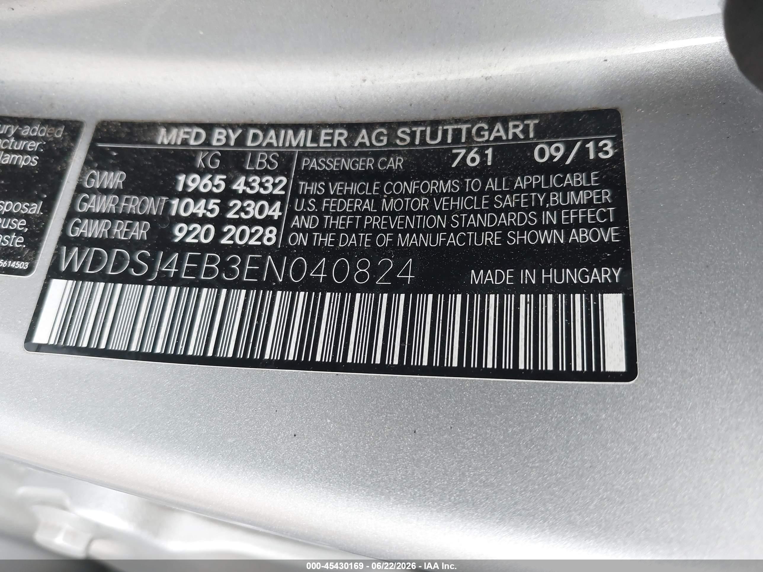 2014 Mercedes-benz Cla 250   Silver vin: WDDSJ4EB3EN040824