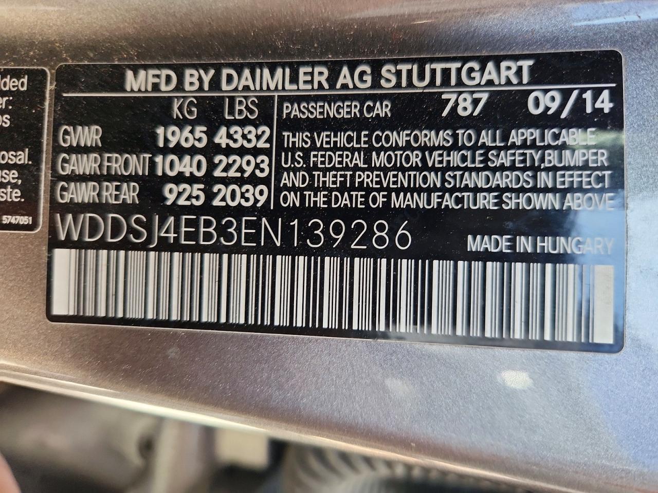 2014 Mercedes-benz Cla 250 Gray vin: WDDSJ4EB3EN139286