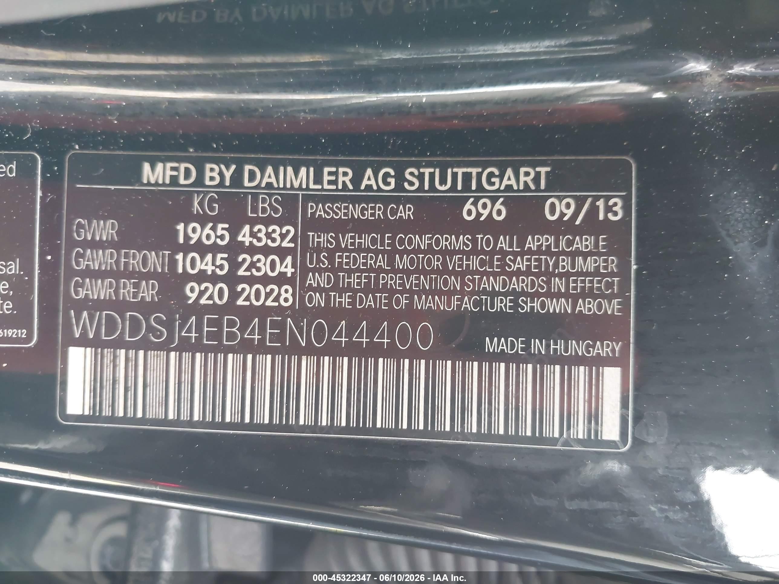 2014 Mercedes-benz Cla 250   Черный vin: WDDSJ4EB4EN044400