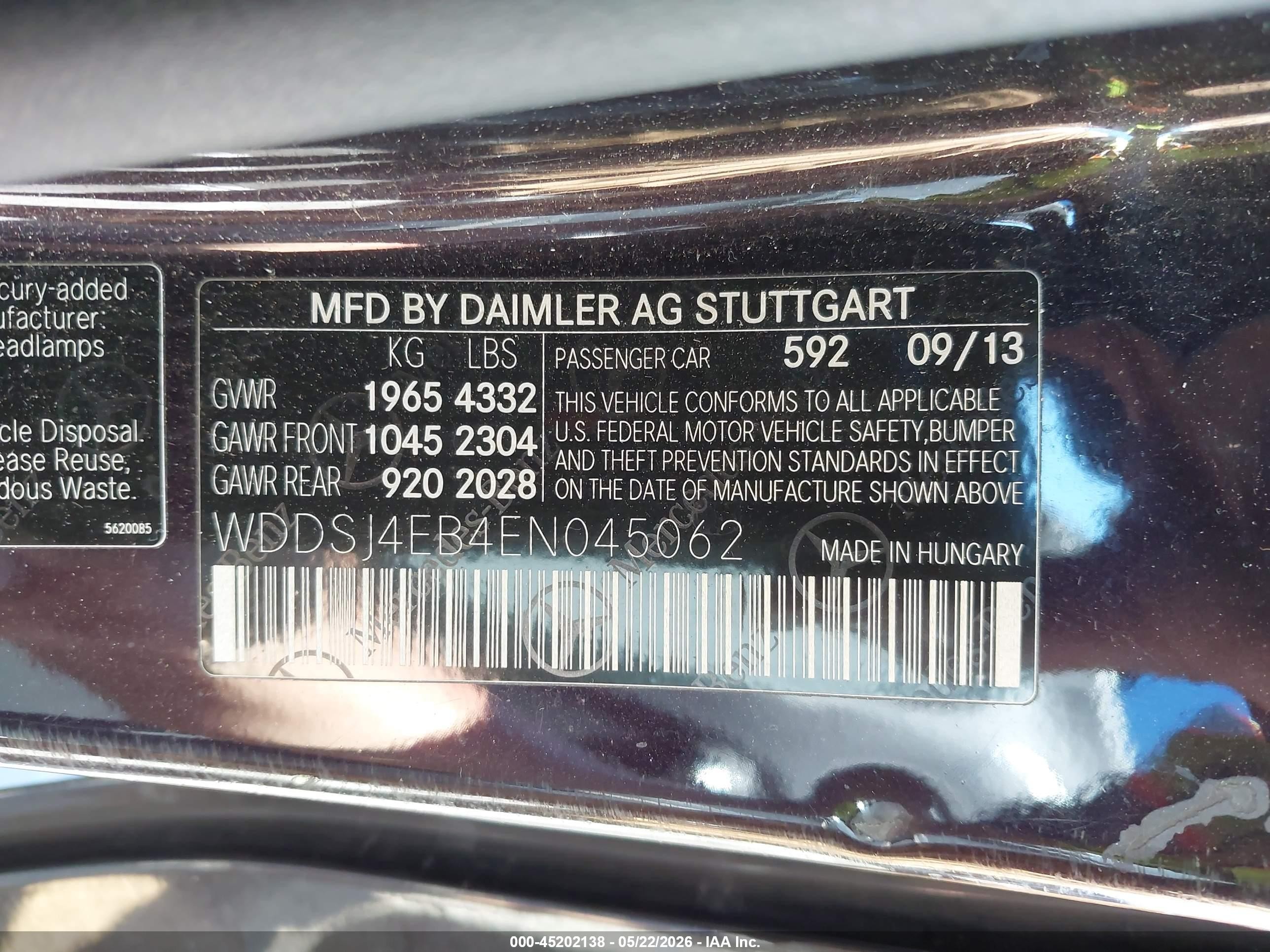 2014 Mercedes-benz Cla 250   Purple vin: WDDSJ4EB4EN045062