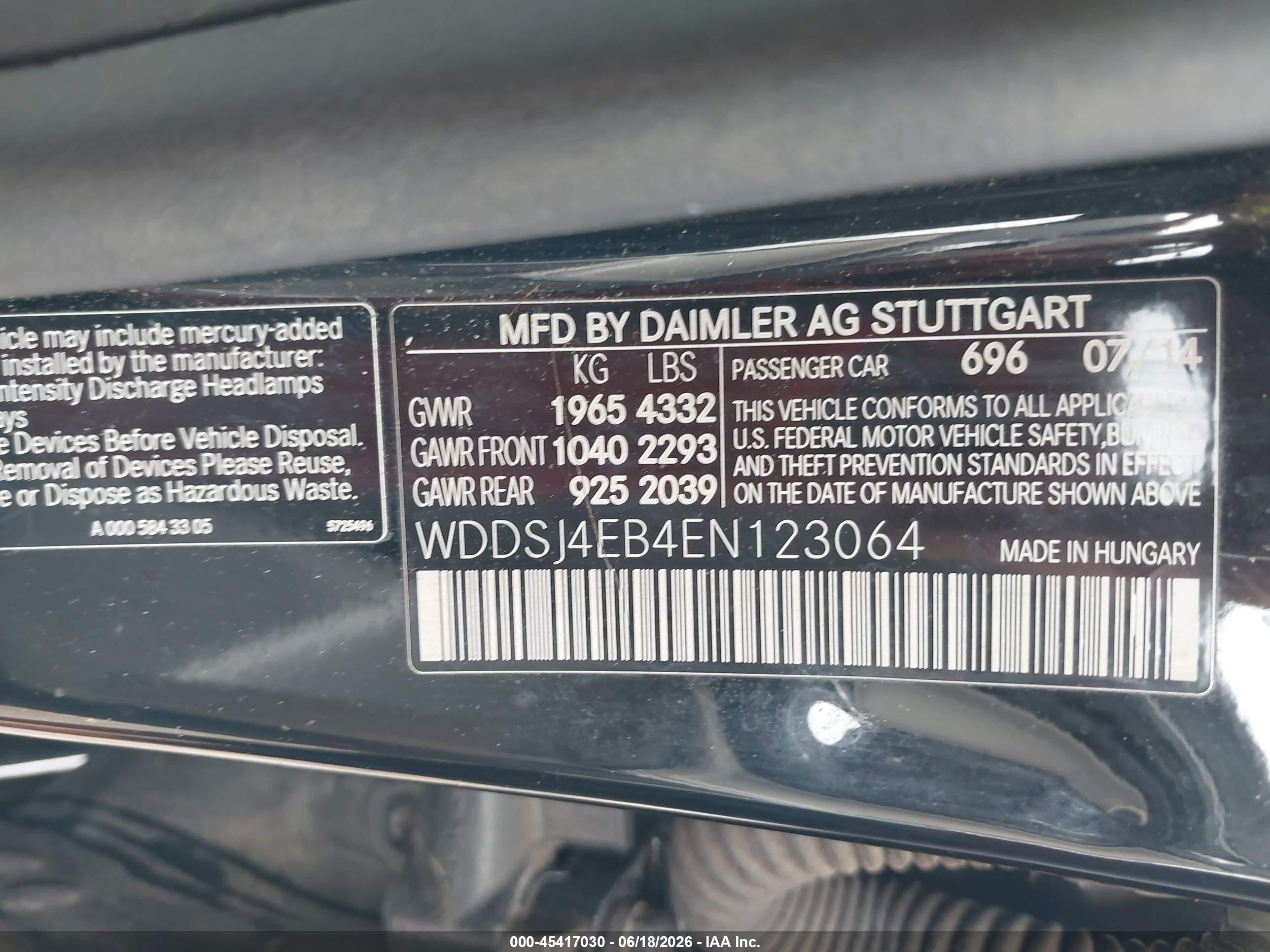 2014 Mercedes-benz Cla 250   Black vin: WDDSJ4EB4EN123064