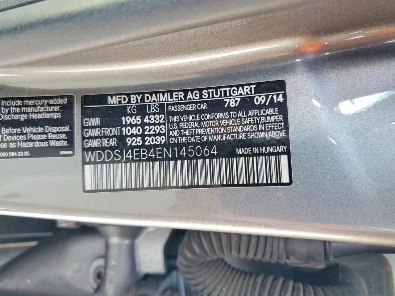 2014 Mercedes-benz Cla 250 Gray vin: WDDSJ4EB4EN145064