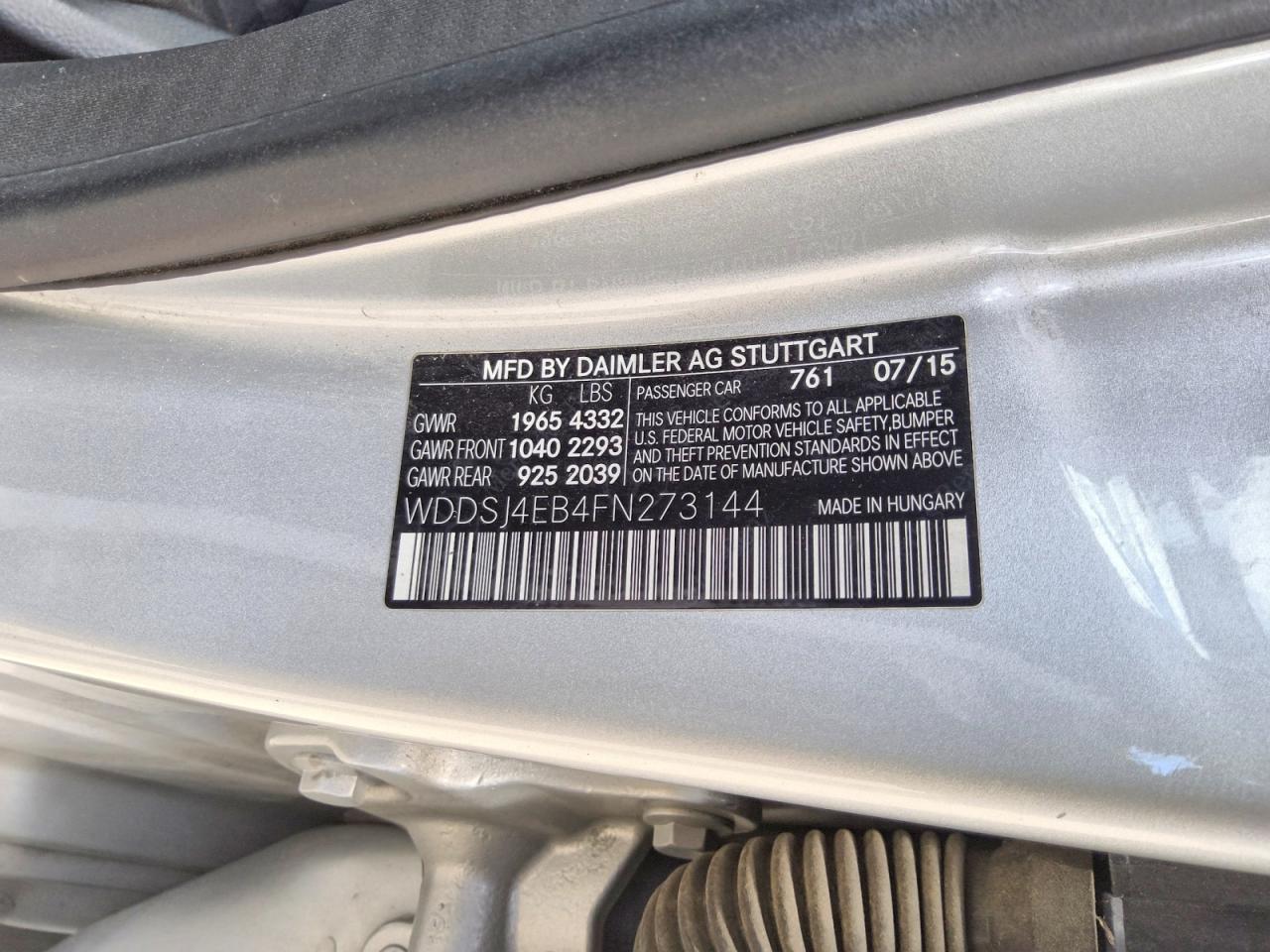 2015 Mercedes-benz Cla 250 Silver vin: WDDSJ4EB4FN273144