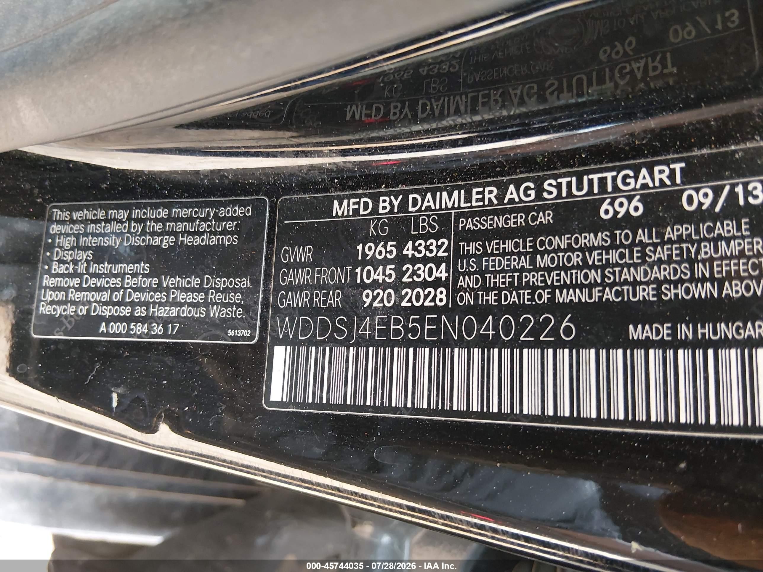 2014 Mercedes-benz Cla 250 Black vin: WDDSJ4EB5EN040226