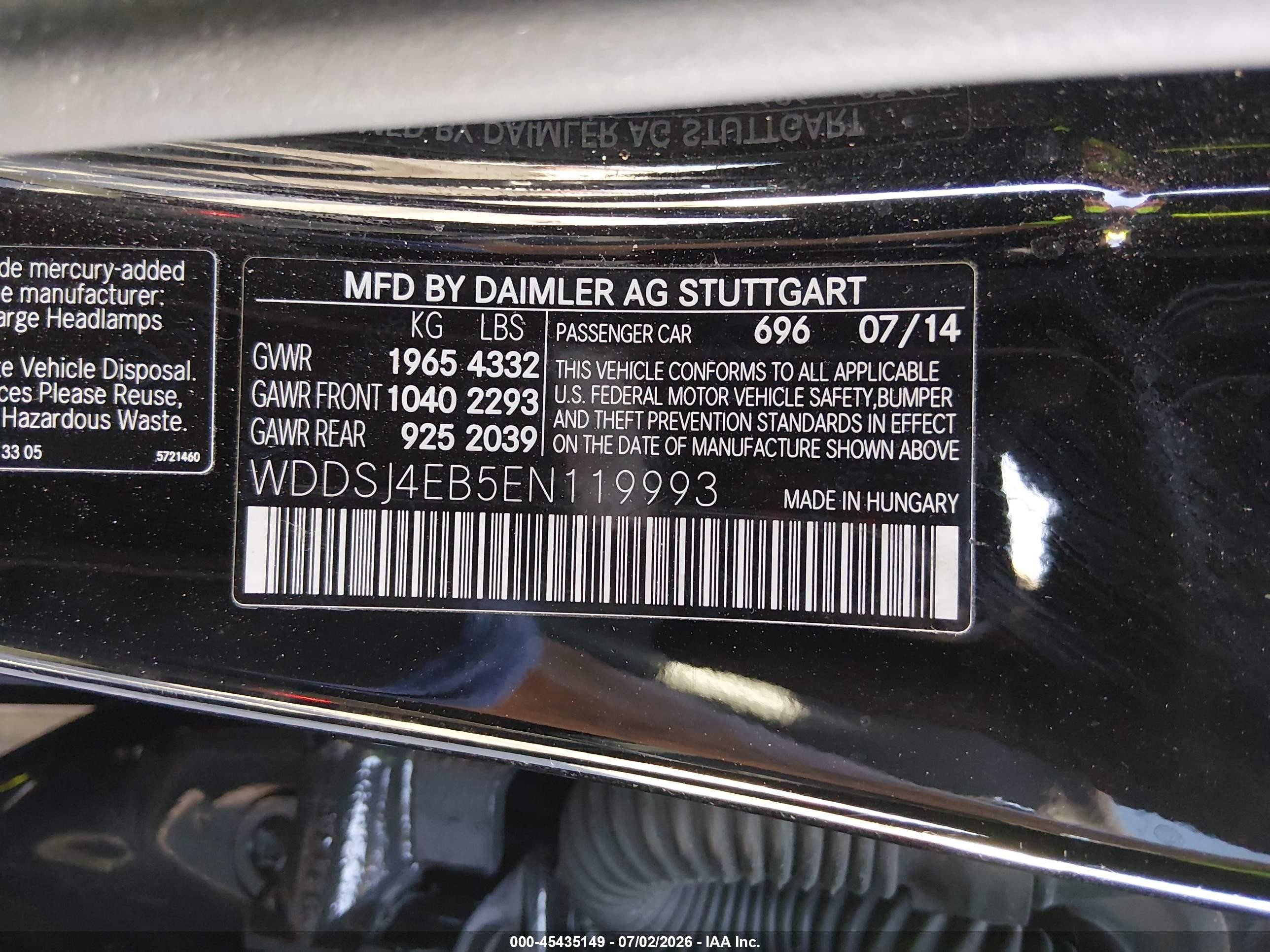 2014 Mercedes-benz Cla 250   Black vin: WDDSJ4EB5EN119993