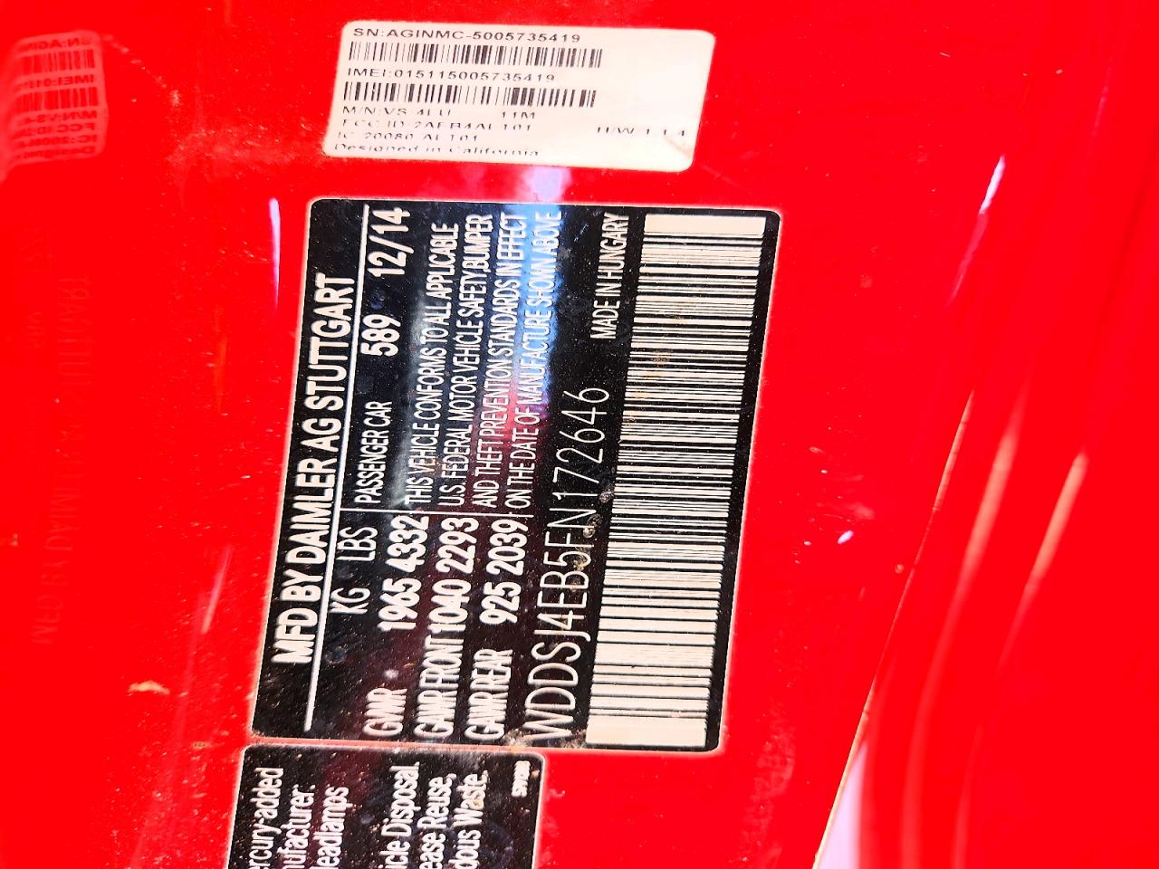 2015 Mercedes-benz Cla 250 Red vin: WDDSJ4EB5FN172646