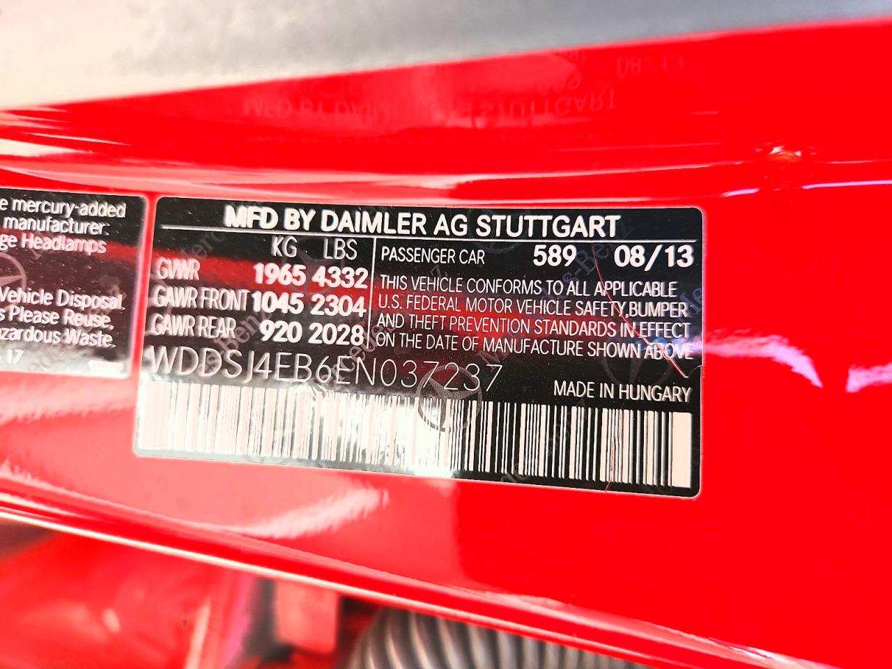 2014 Mercedes-benz Cla 250 Red vin: WDDSJ4EB6EN037237