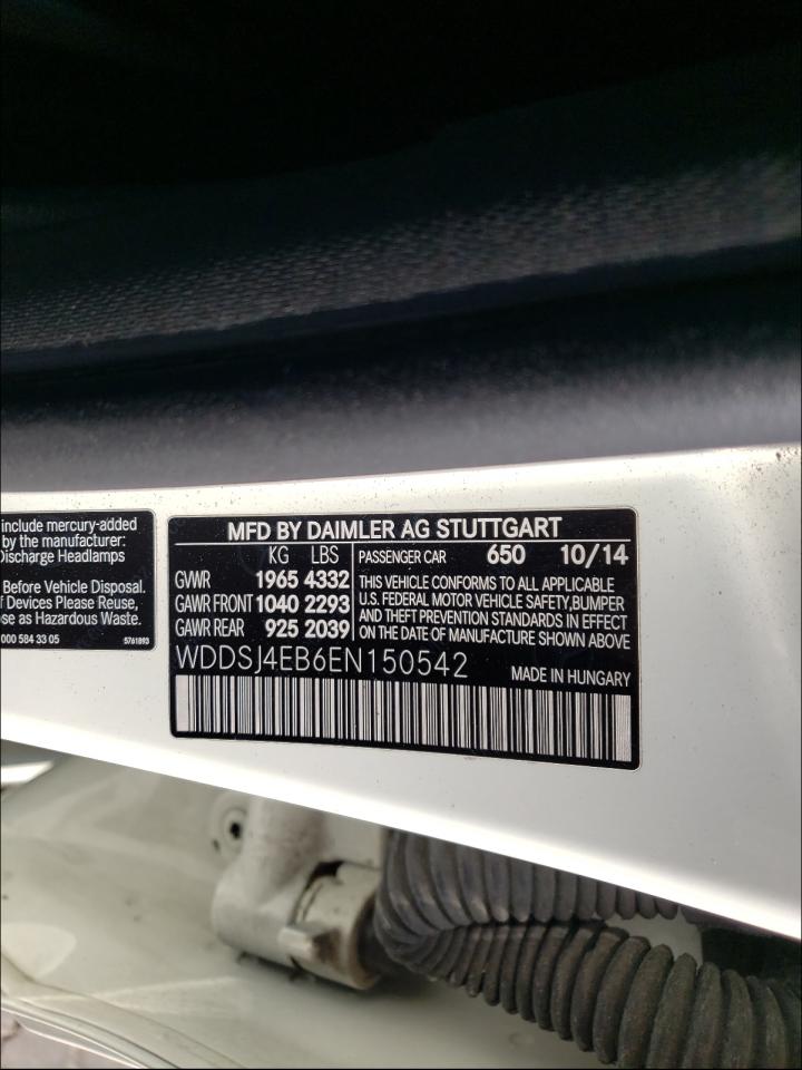 2014 Mercedes-benz Cla 250 White vin: WDDSJ4EB6EN150542