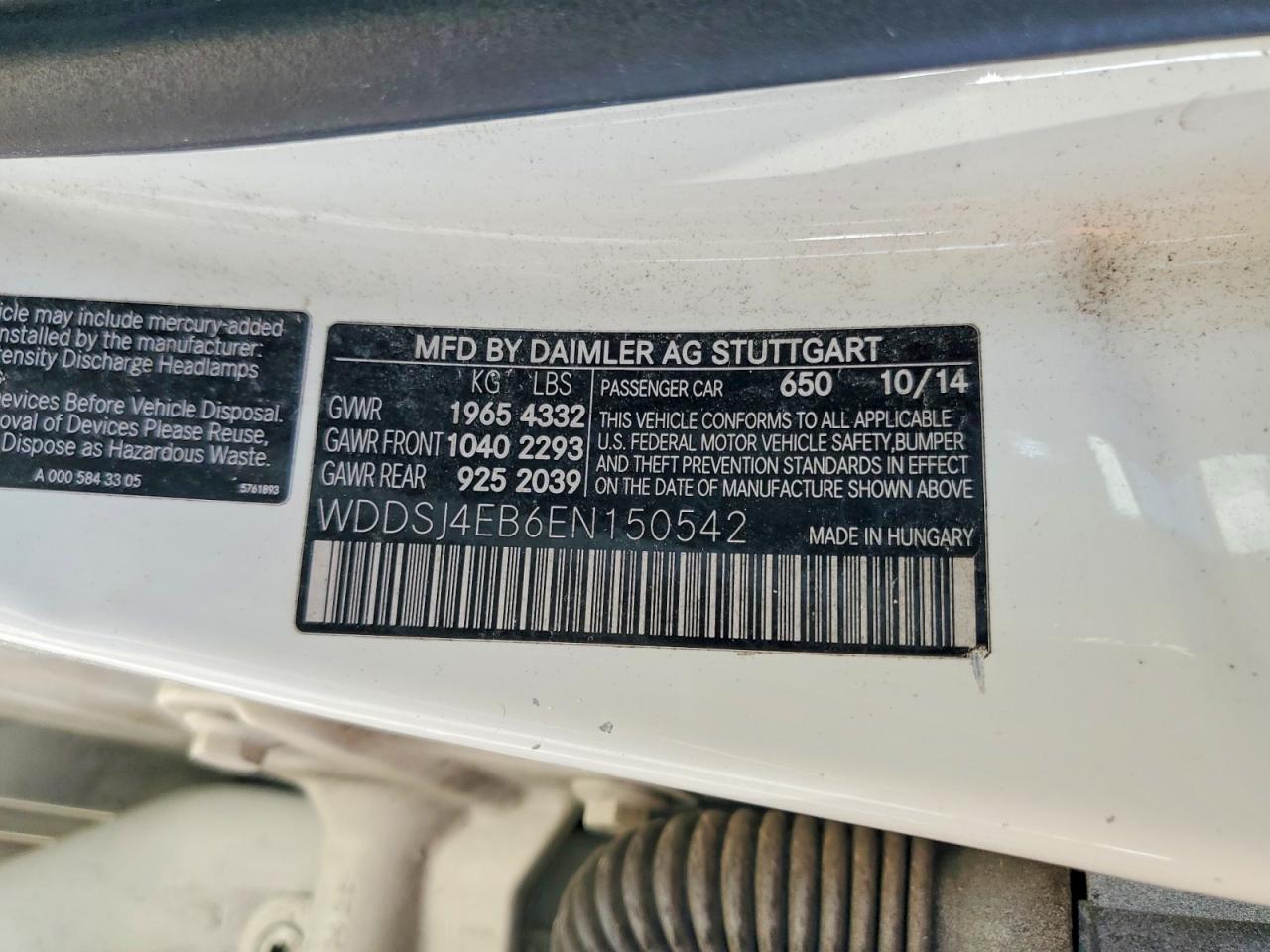 2014 Mercedes-benz Cla 250 White vin: WDDSJ4EB6EN150542