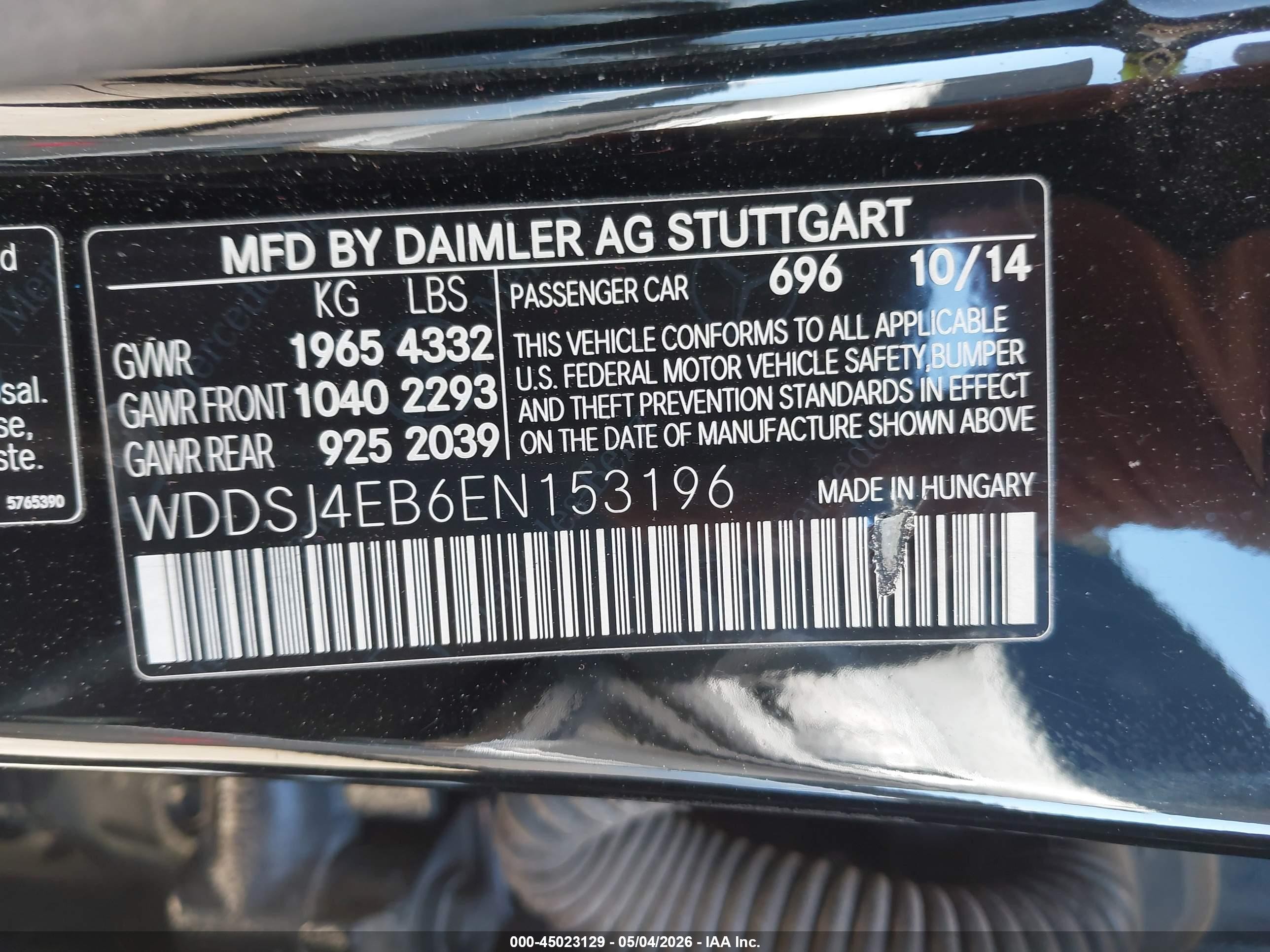 2014 Mercedes-benz Cla 250   Black vin: WDDSJ4EB6EN153196