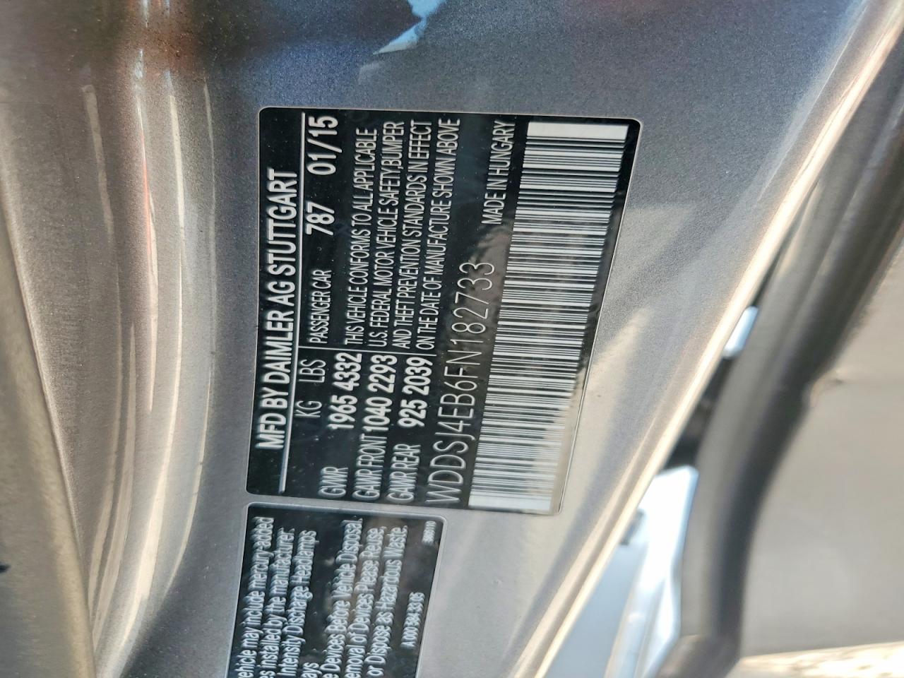 2015 Mercedes-benz Cla 250 Серебряный vin: WDDSJ4EB6FN182733