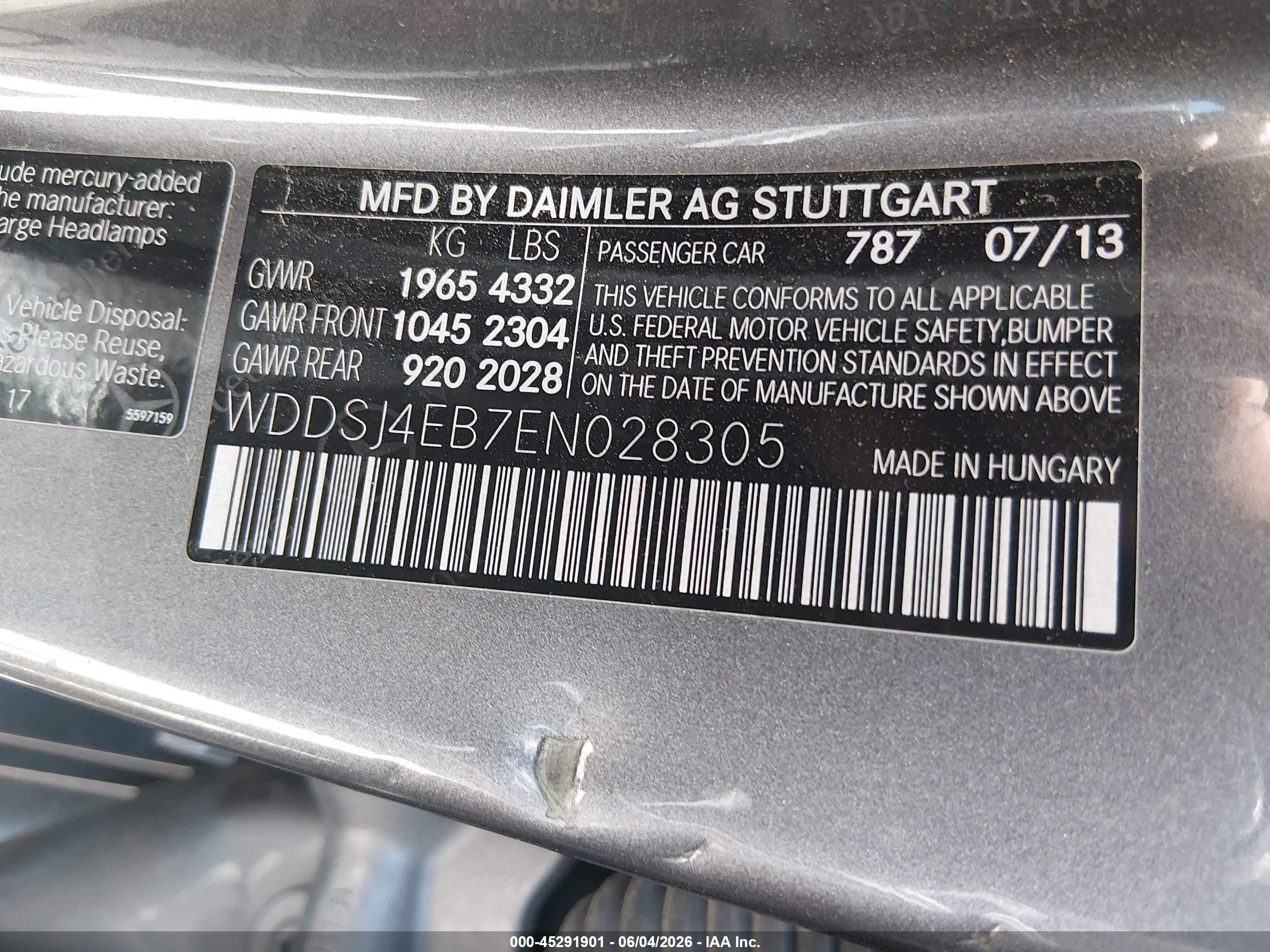 2014 Mercedes-benz Cla 250   Silver vin: WDDSJ4EB7EN028305