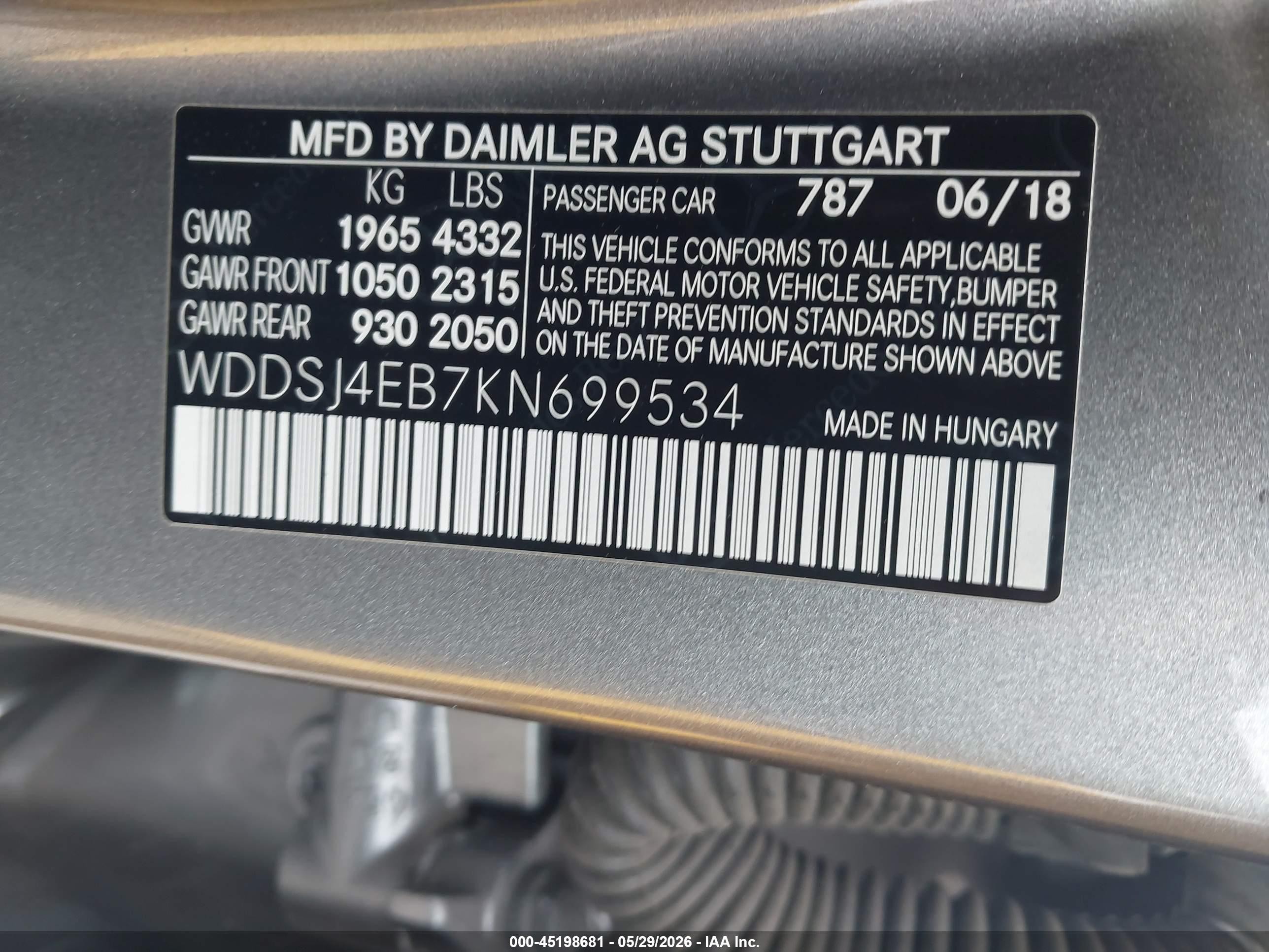 2019 Mercedes-benz Cla 250   Gray vin: WDDSJ4EB7KN699534