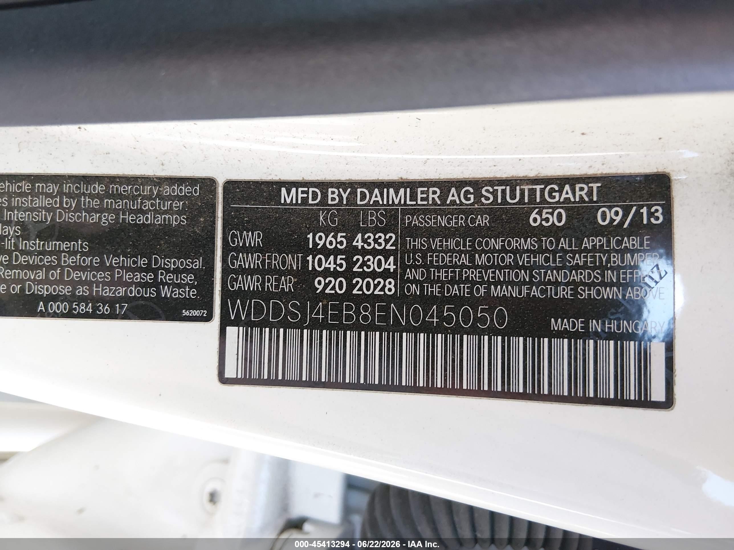 2014 Mercedes-benz Cla 250   Белый vin: WDDSJ4EB8EN045050
