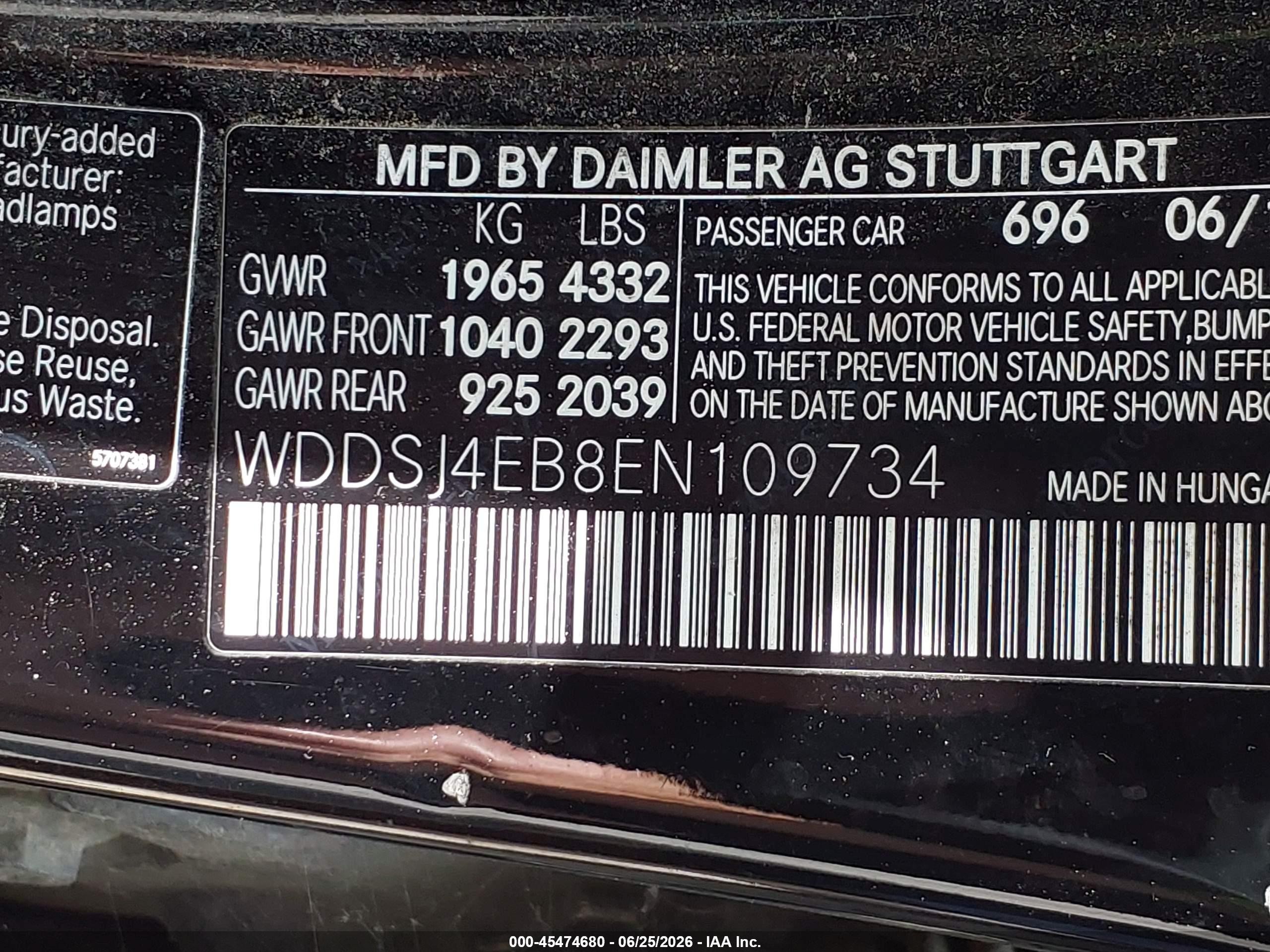 2014 Mercedes-benz Cla 250   Black vin: WDDSJ4EB8EN109734