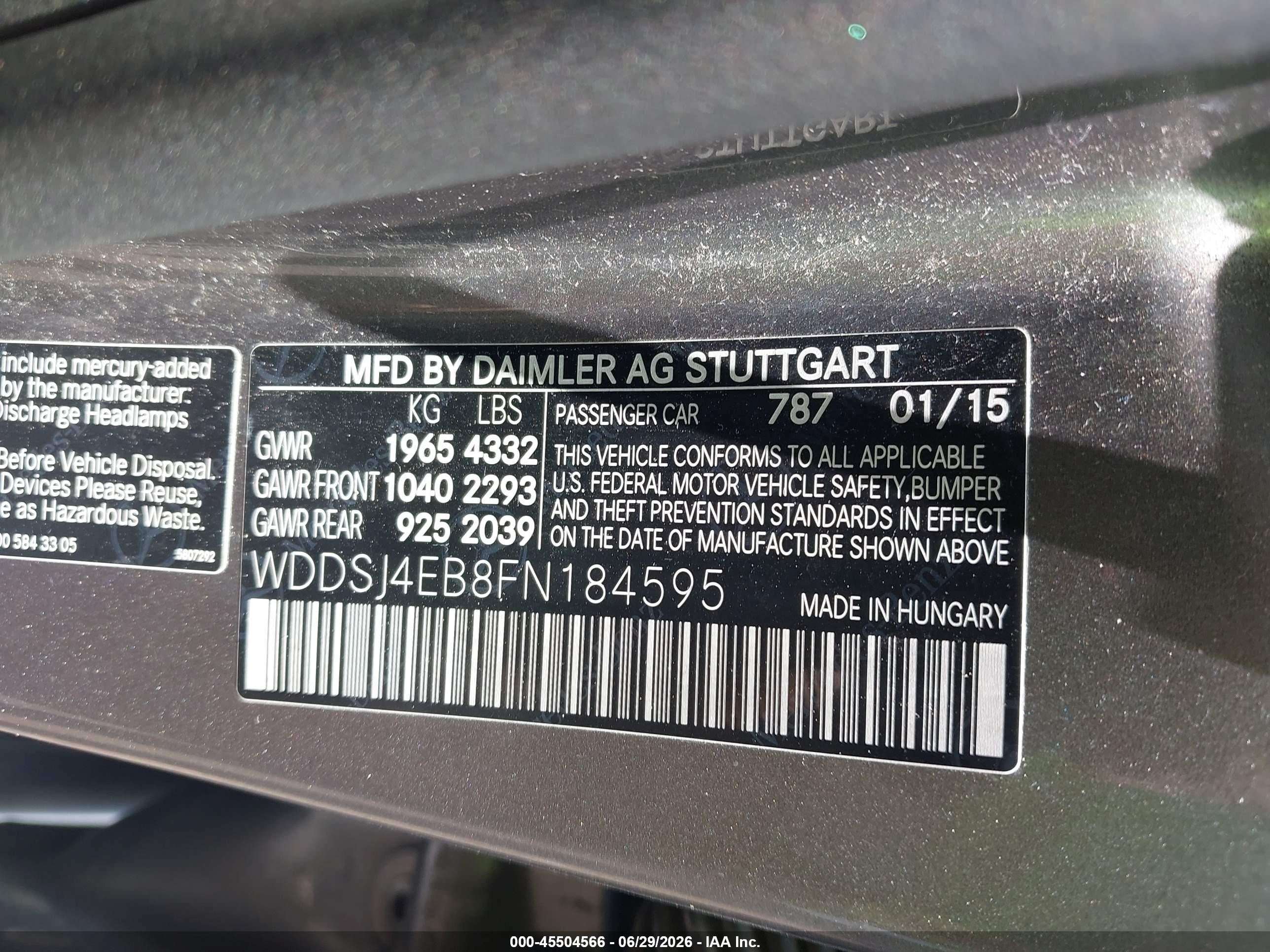 2015 Mercedes-benz Cla 250   Gray vin: WDDSJ4EB8FN184595
