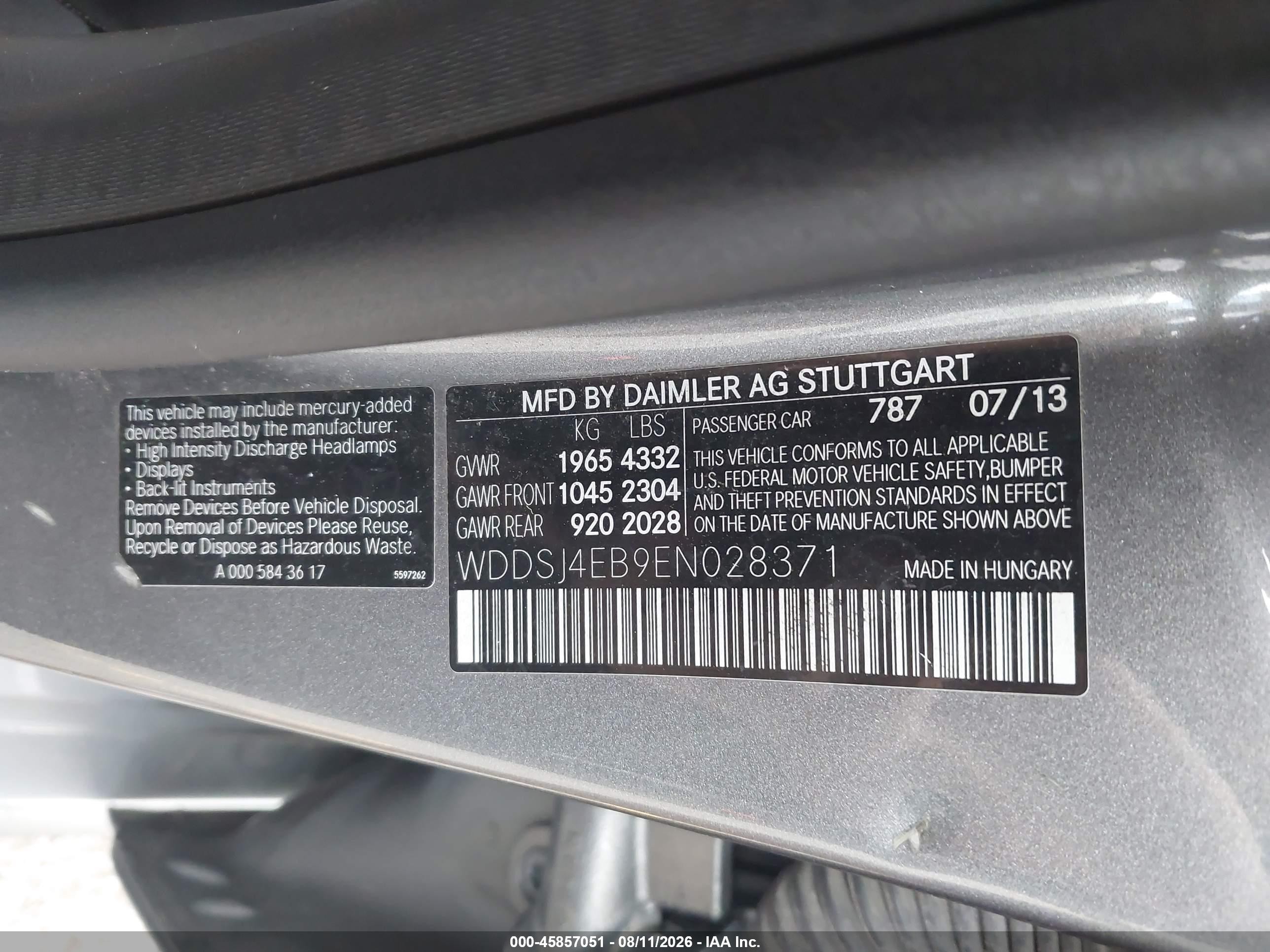 2014 Mercedes-benz Cla 250   Silver vin: WDDSJ4EB9EN028371