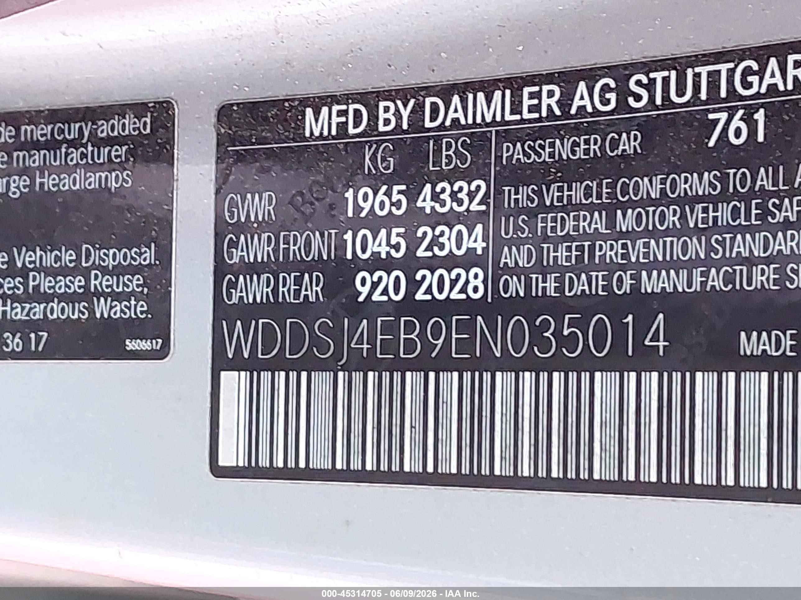 2014 Mercedes-benz Cla 250   Серебряный vin: WDDSJ4EB9EN035014