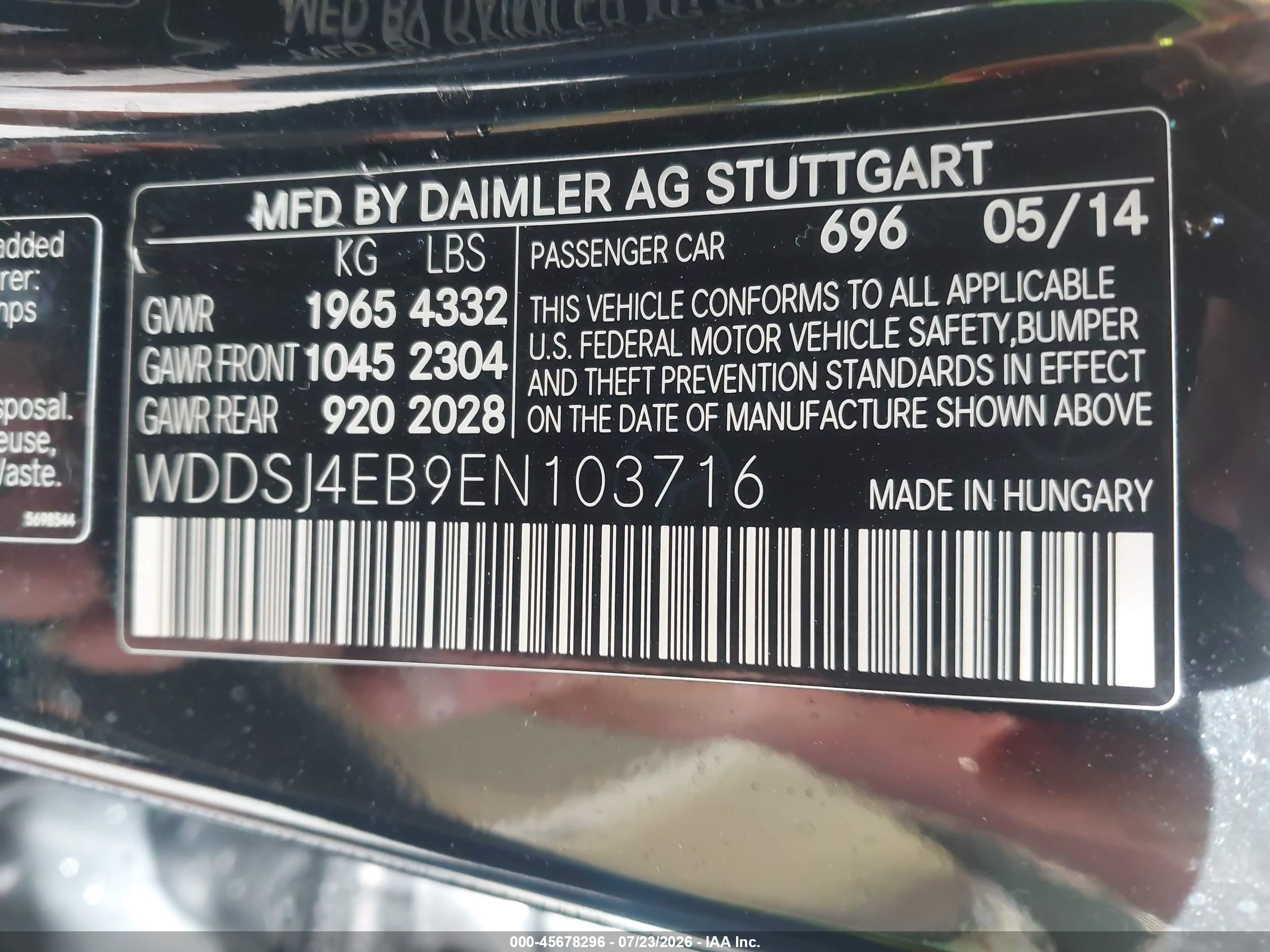 2014 Mercedes-benz Cla 250 Черный vin: WDDSJ4EB9EN103716