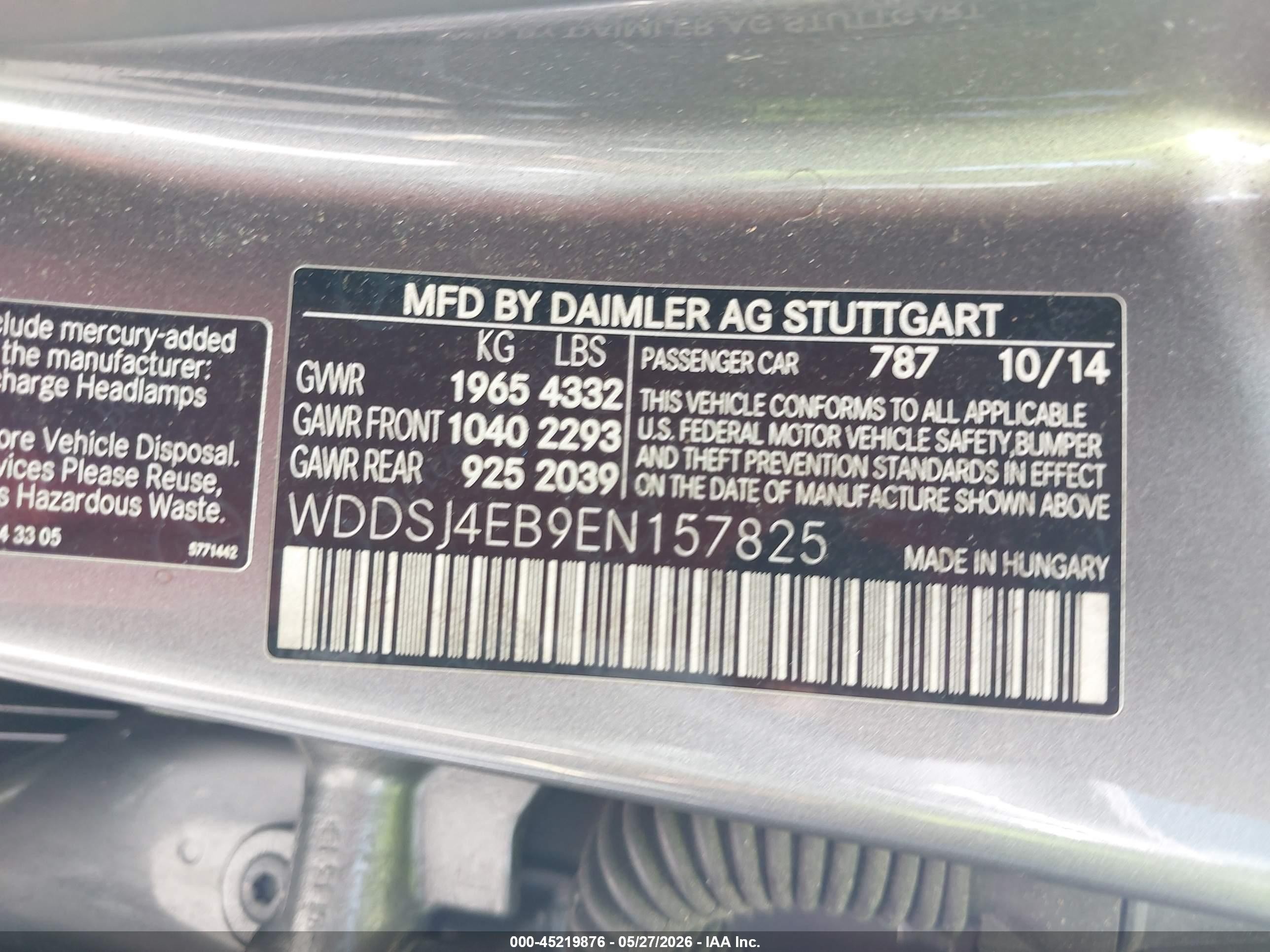 2014 Mercedes-benz Cla 250   Gray vin: WDDSJ4EB9EN157825