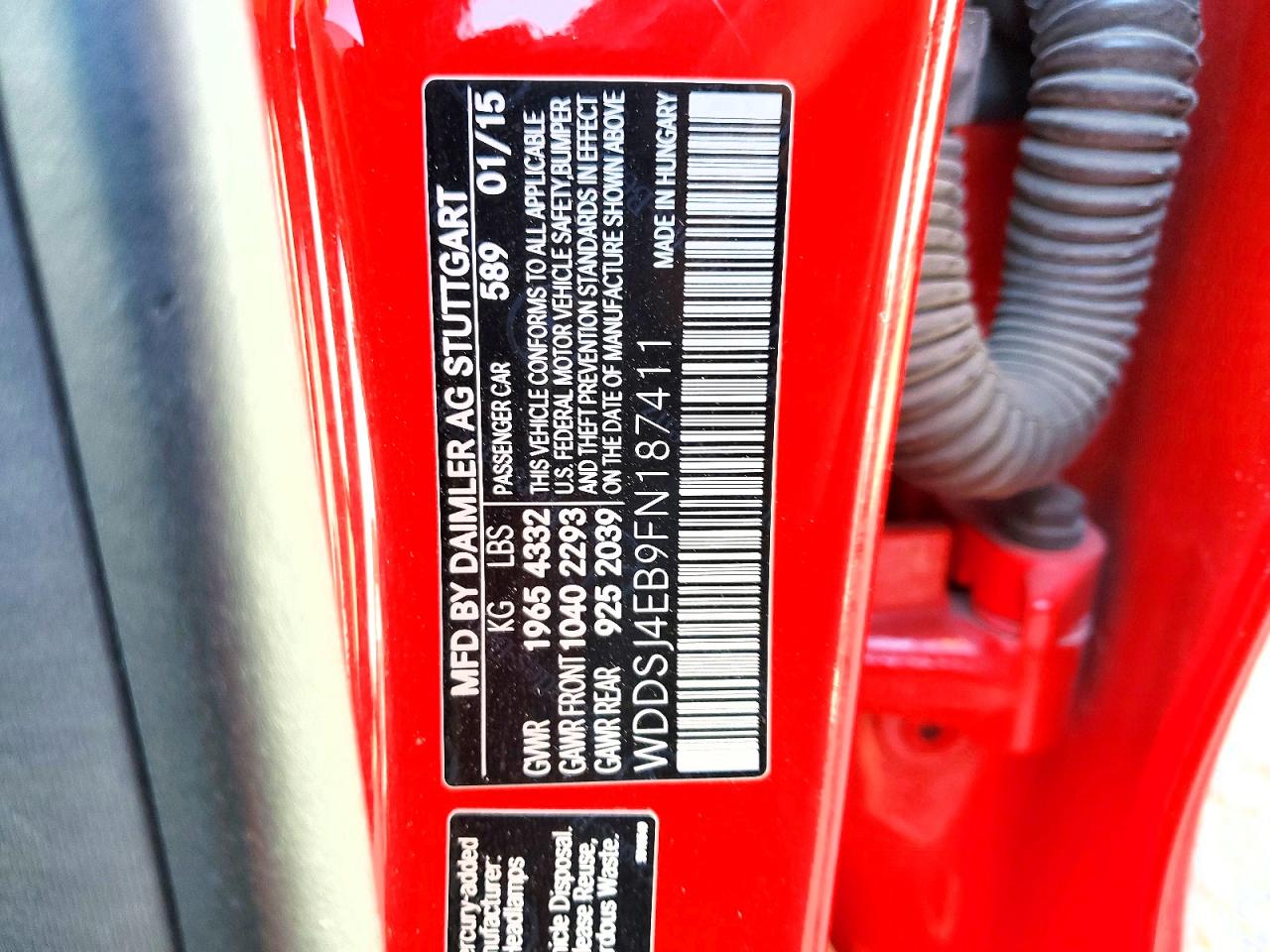 2015 Mercedes-benz Cla 250 Red vin: WDDSJ4EB9FN187411