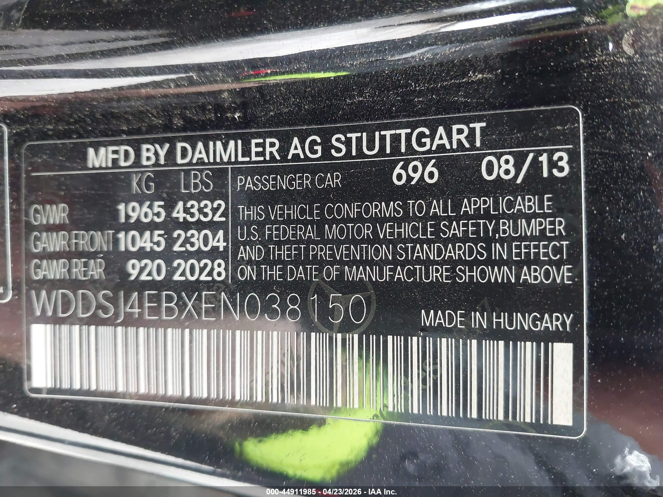 2014 Mercedes-benz Cla 250   Black vin: WDDSJ4EBXEN038150