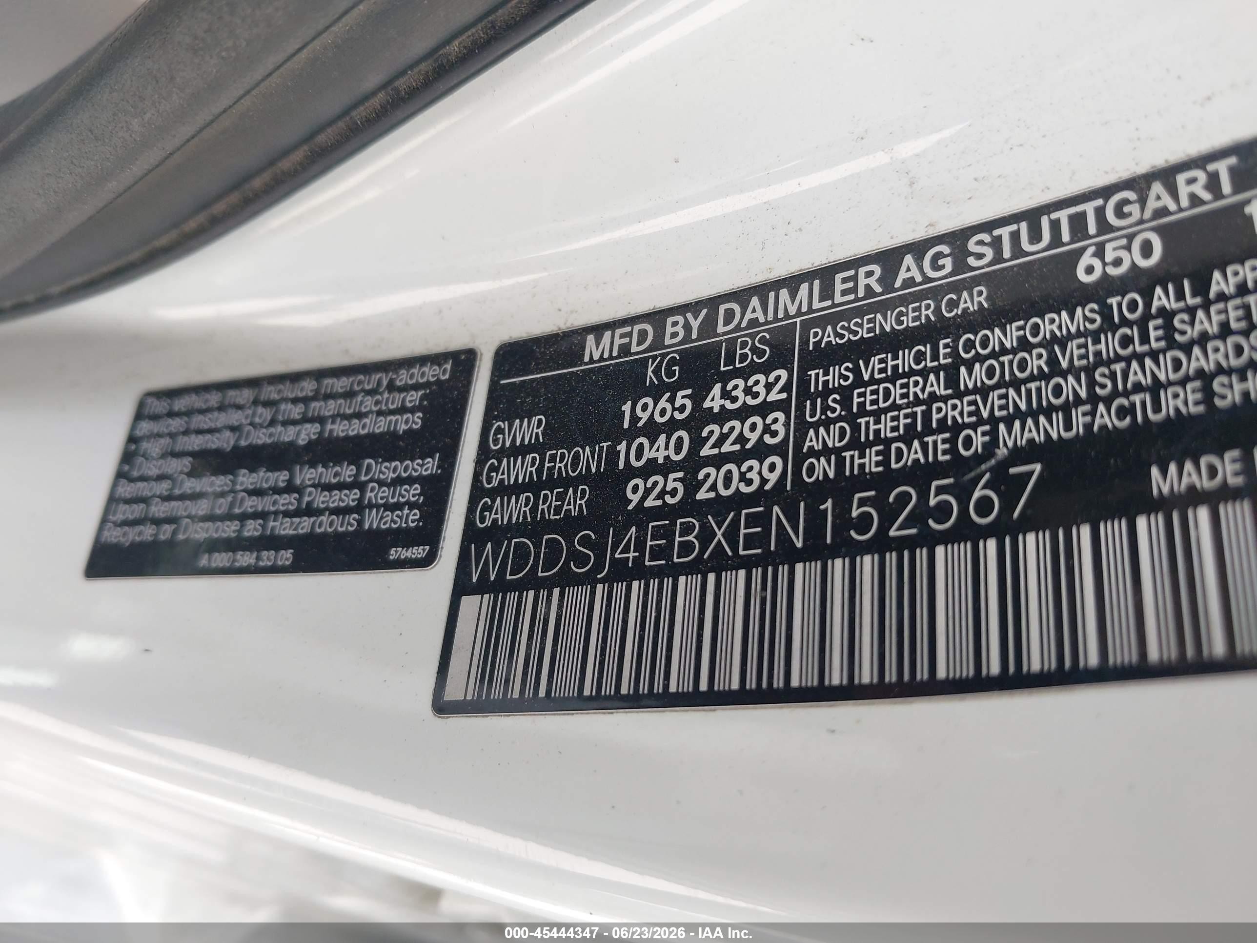 2014 Mercedes-benz Cla 250   White vin: WDDSJ4EBXEN152567