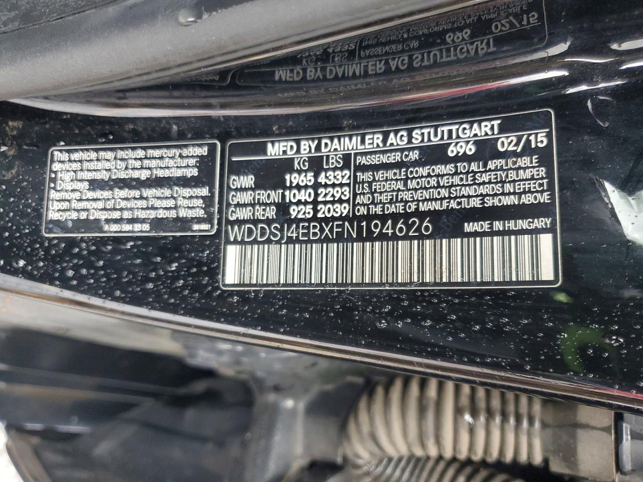 2015 Mercedes-benz Cla 250 Black vin: WDDSJ4EBXFN194626